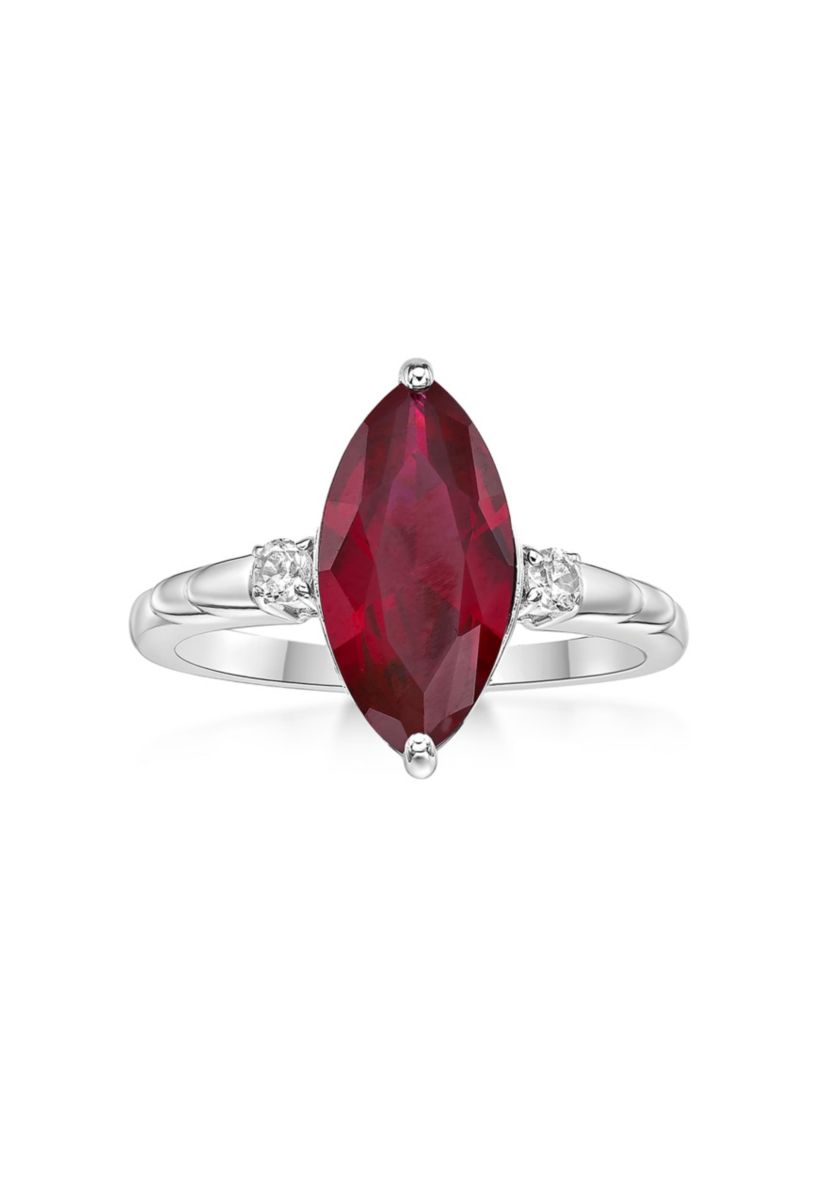 3 1/5 ct. t.w. Created Ruby and 1/10 Created White Sapphire Ring in Sterling Silver