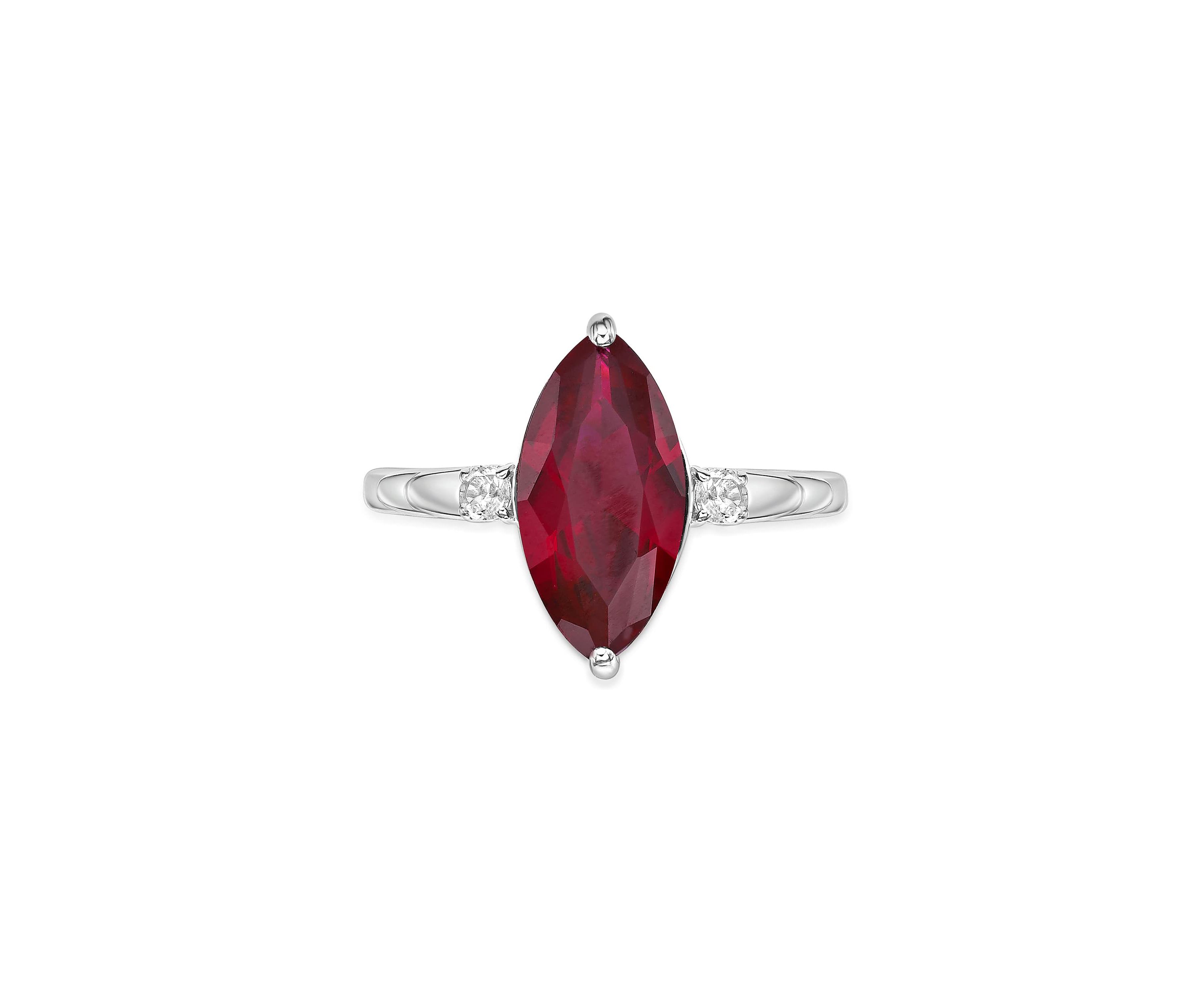 3 1/5 ct. t.w. Created Ruby and 1/10 Created White Sapphire Ring in Sterling Silver