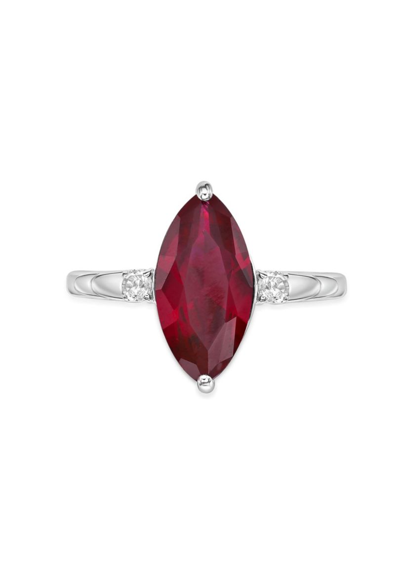 3 1/5 ct. t.w. Created Ruby and 1/10 Created White Sapphire Ring in Sterling Silver