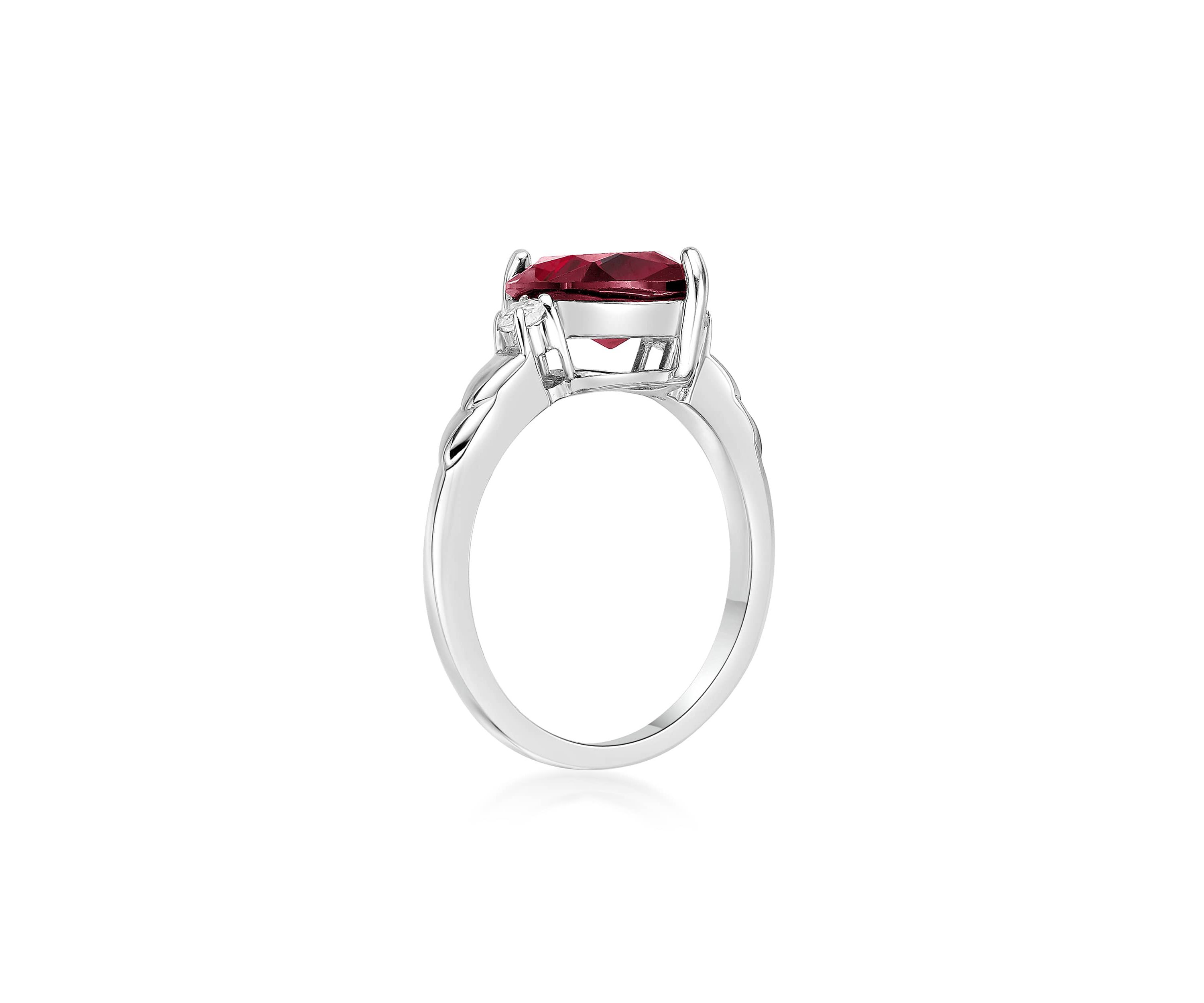 3 1/5 ct. t.w. Created Ruby and 1/10 Created White Sapphire Ring in Sterling Silver