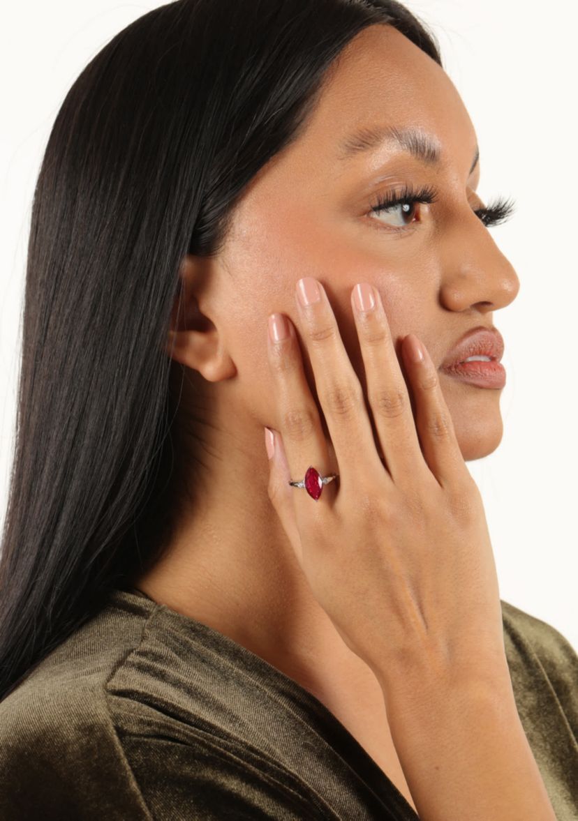 3 1/5 ct. t.w. Created Ruby and 1/10 Created White Sapphire Ring in Sterling Silver