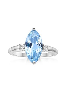 Gemminded 3 1/5 ct. t.w. Blue Topaz and 1/10 Created White Sapphire Ring in Sterling Silver, 9