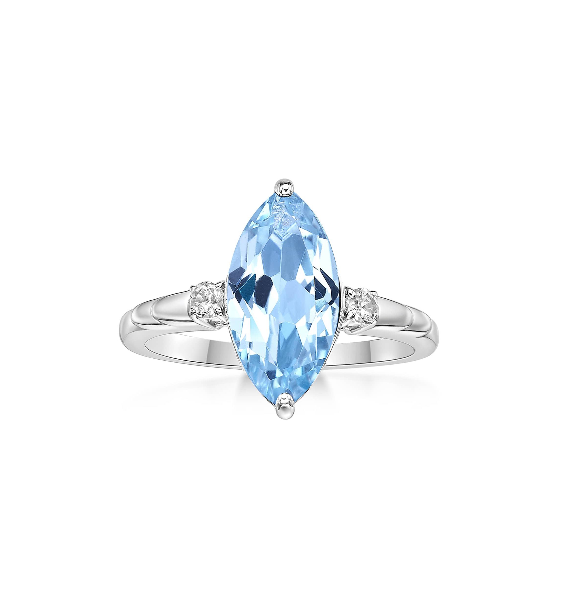 3 1/5 ct. t.w. Blue Topaz and 1/10 Created White Sapphire Ring in Sterling Silver