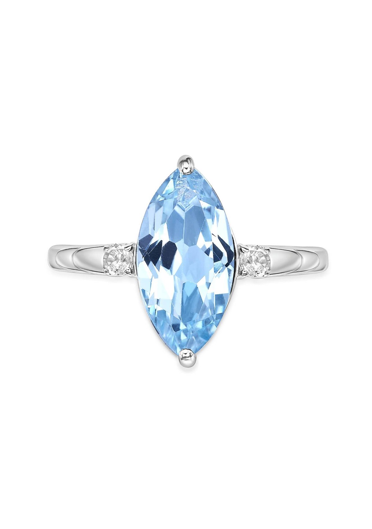 3 1/5 ct. t.w. Blue Topaz and 1/10 Created White Sapphire Ring in Sterling Silver