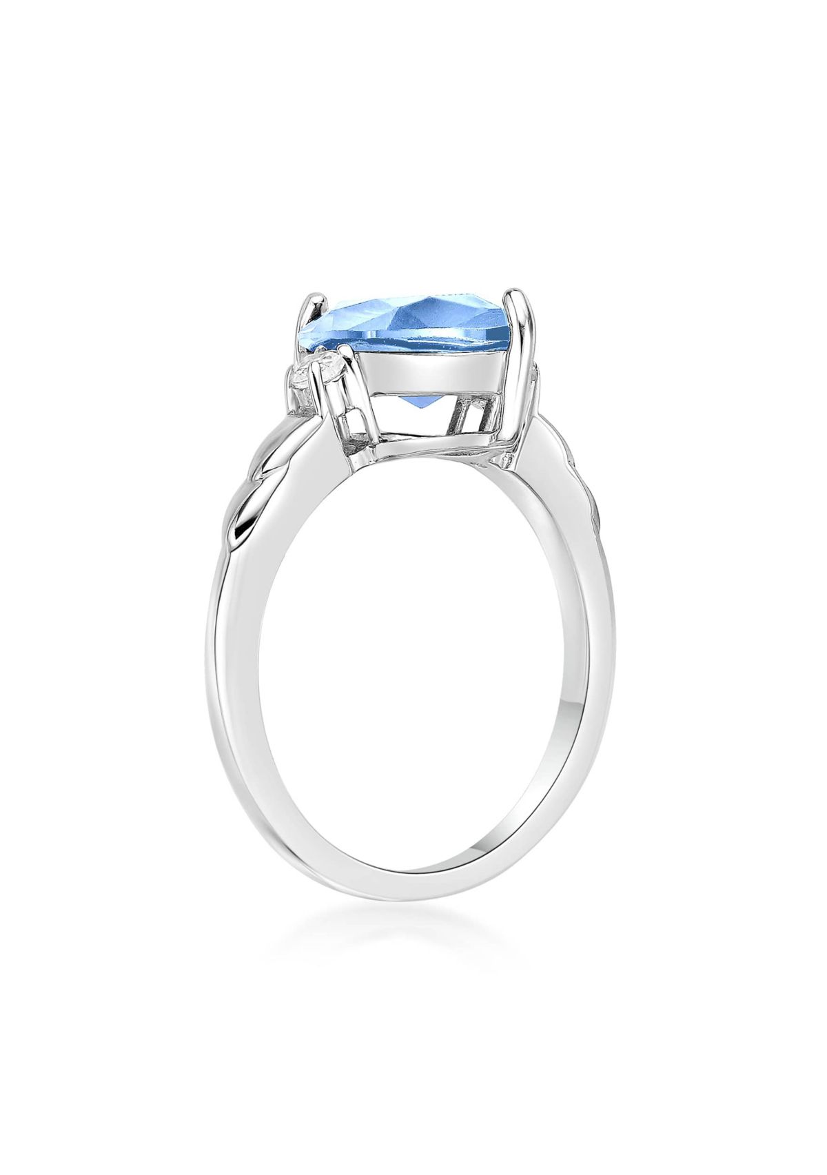 3 1/5 ct. t.w. Blue Topaz and 1/10 Created White Sapphire Ring in Sterling Silver