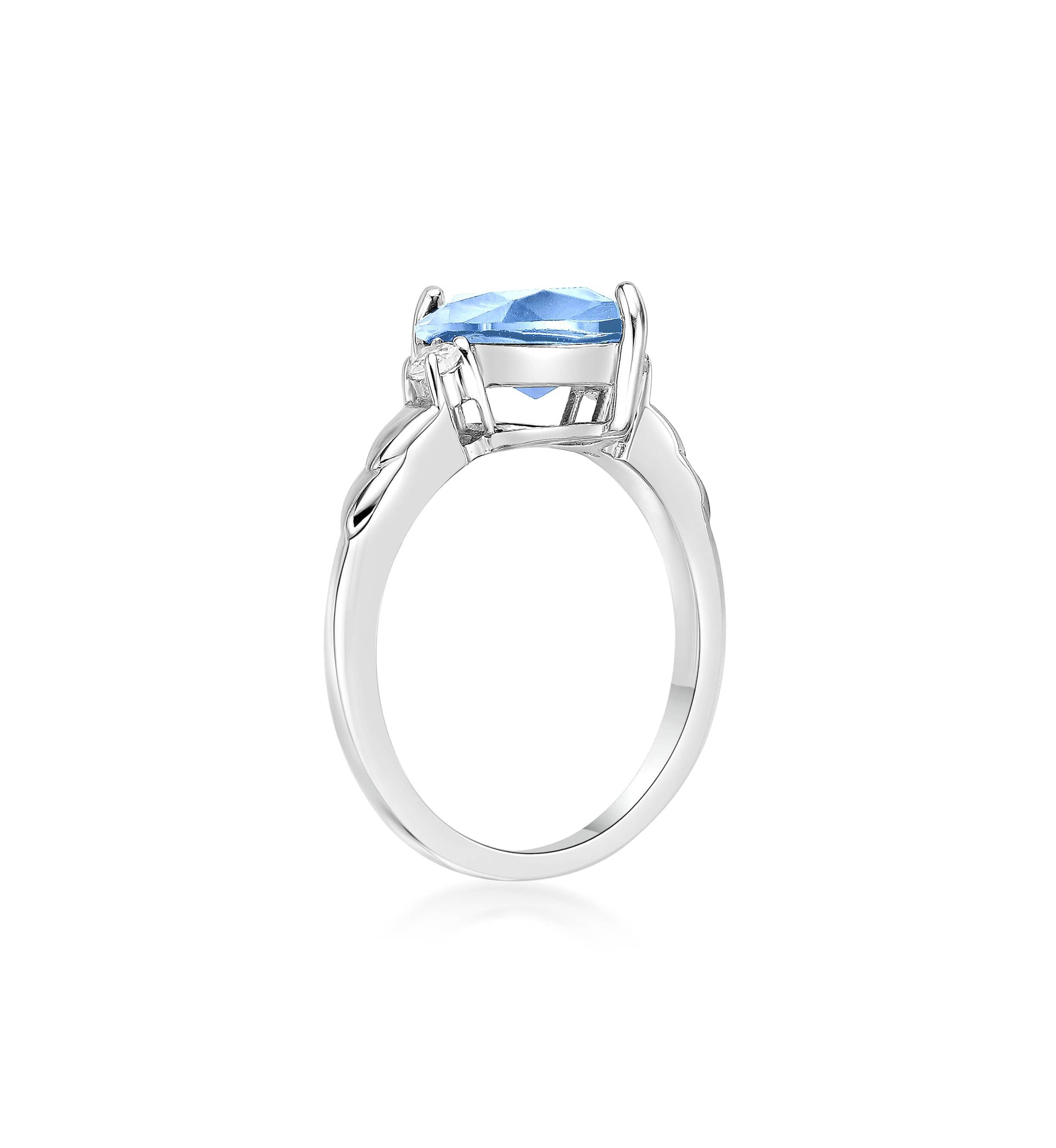 3 1/5 ct. t.w. Blue Topaz and 1/10 Created White Sapphire Ring in Sterling Silver