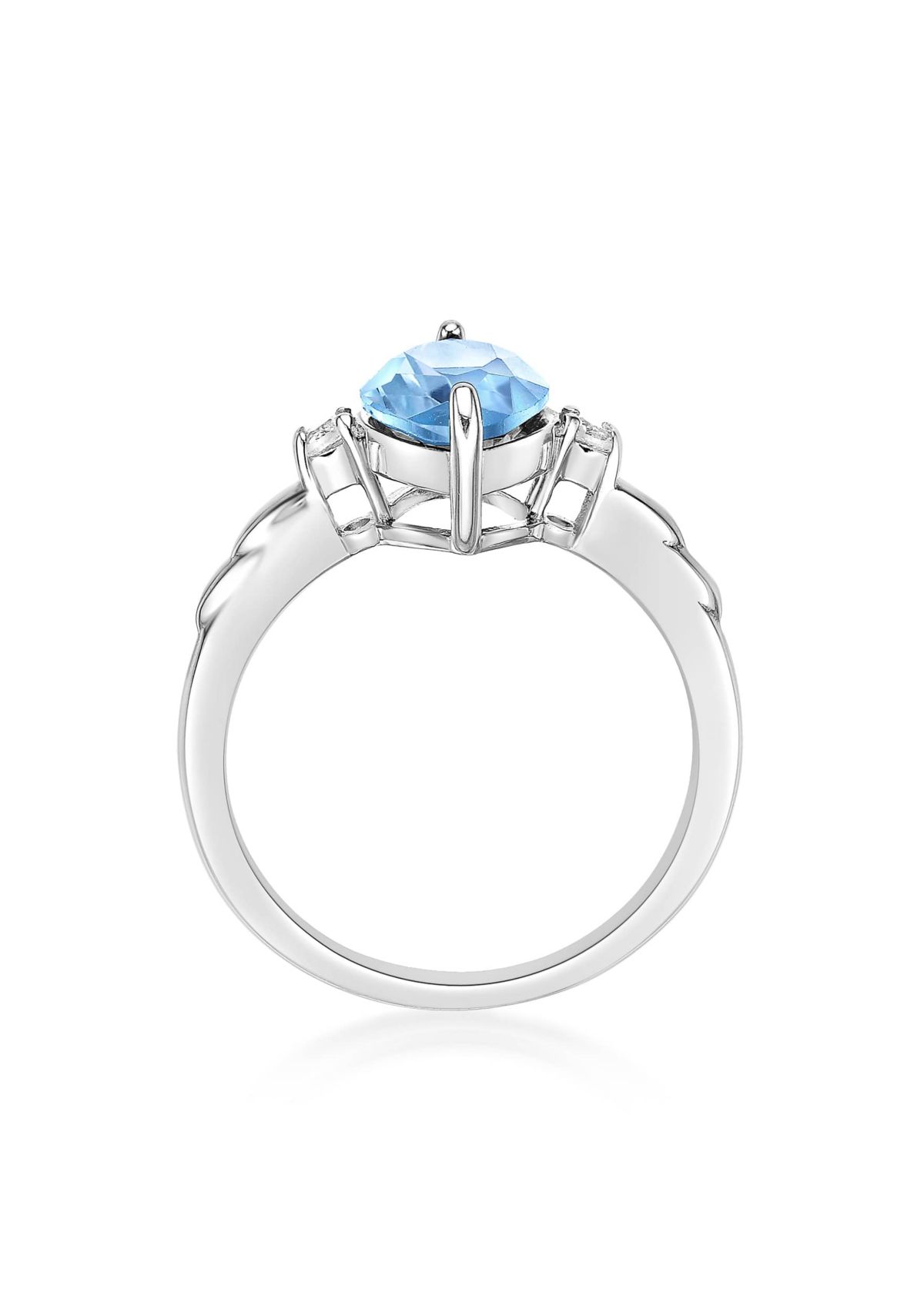3 1/5 ct. t.w. Blue Topaz and 1/10 Created White Sapphire Ring in Sterling Silver