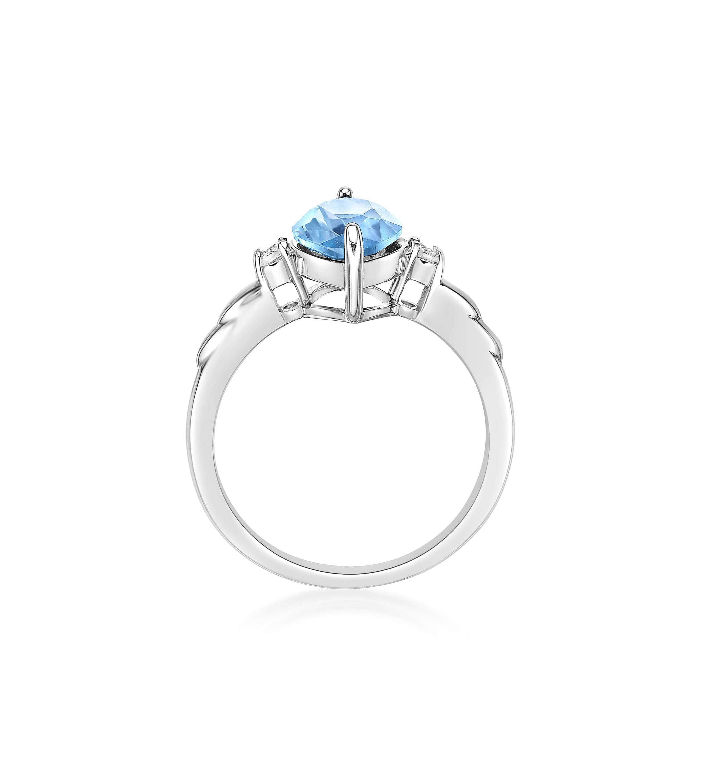 3 1/5 ct. t.w. Blue Topaz and 1/10 Created White Sapphire Ring in Sterling Silver
