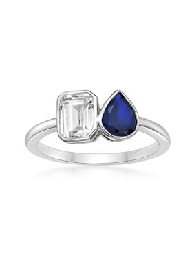 Gemminded Lab Created 1 7/8 ct. t.w Created Blue Sapphire and Created White Sapphire Ring in Sterling Silver