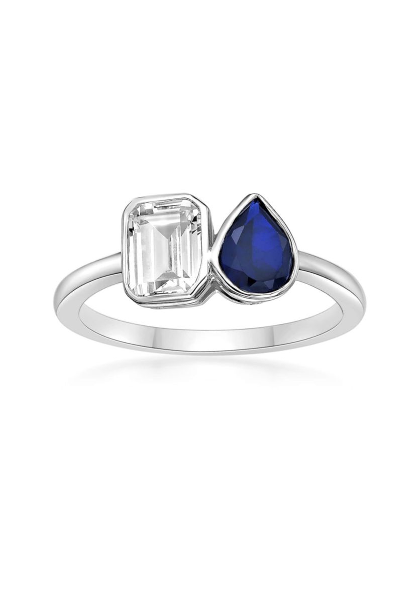 Lab Created 3/4 ct. t.w. Created Blue Sapphire and Created White Sapphire Ring in Sterling Silver