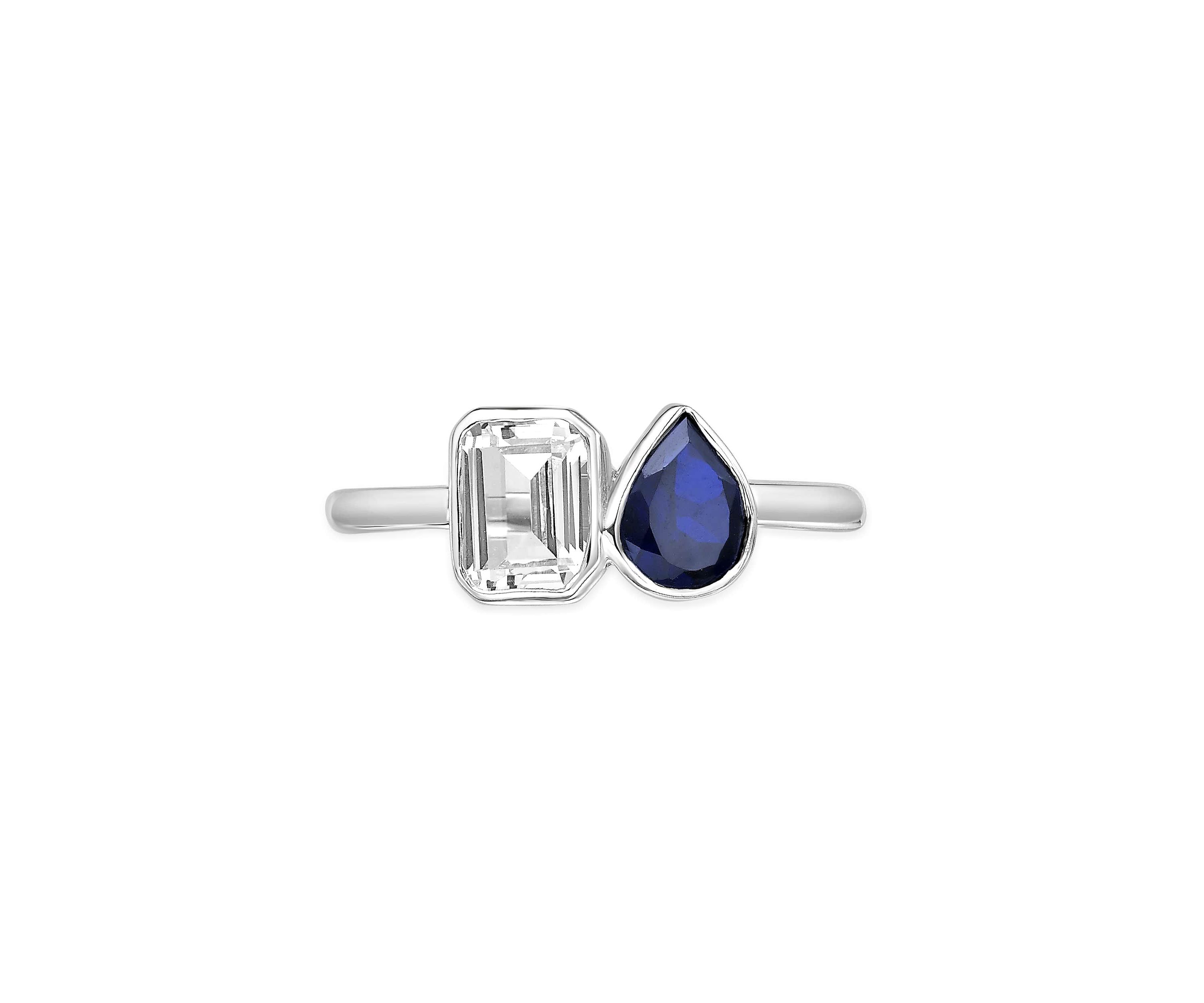 Lab Created 3/4 ct. t.w. Created Blue Sapphire and Created White Sapphire Ring in Sterling Silver