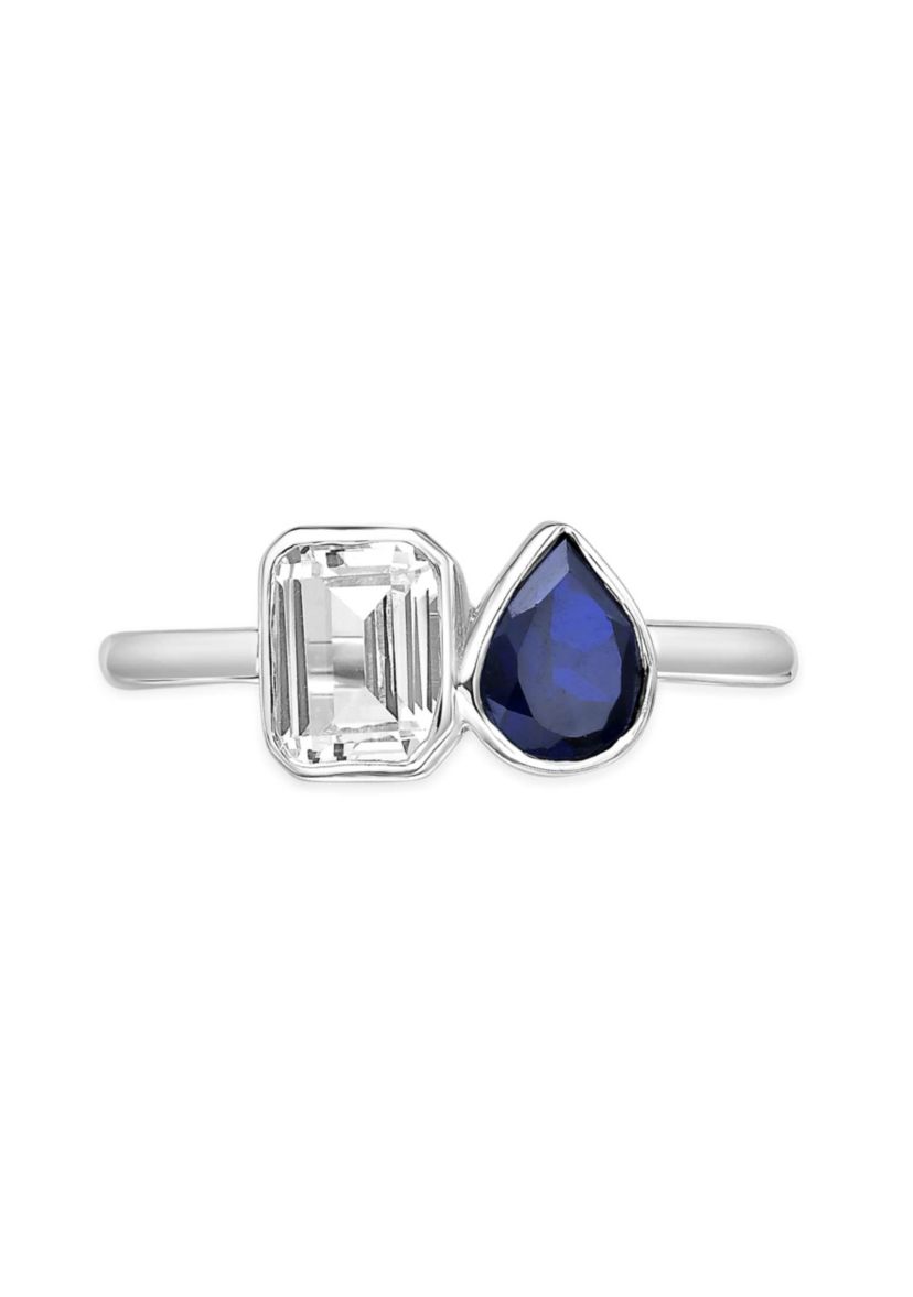 Lab Created 3/4 ct. t.w. Created Blue Sapphire and Created White Sapphire Ring in Sterling Silver