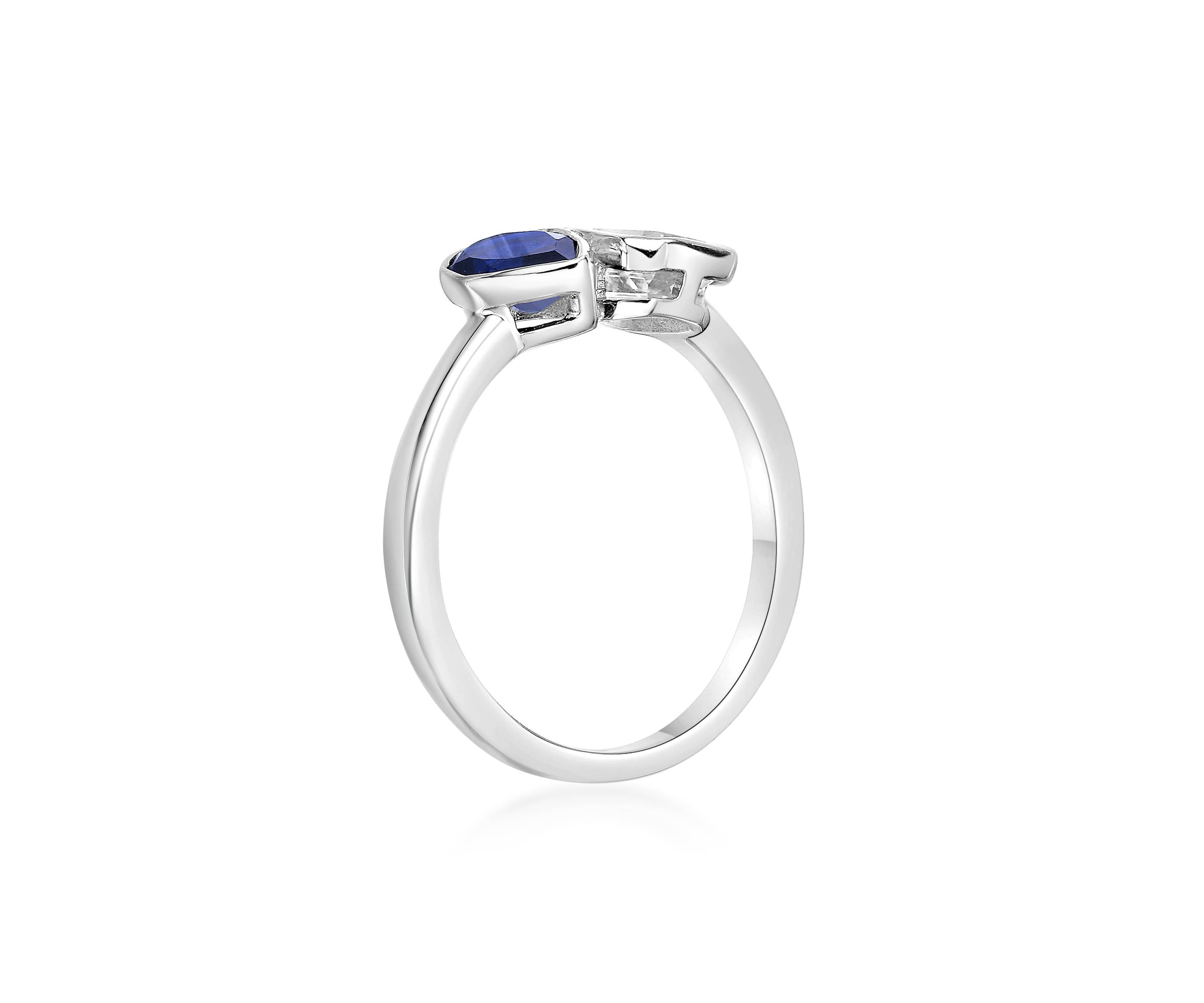 Lab Created 3/4 ct. t.w. Created Blue Sapphire and Created White Sapphire Ring in Sterling Silver