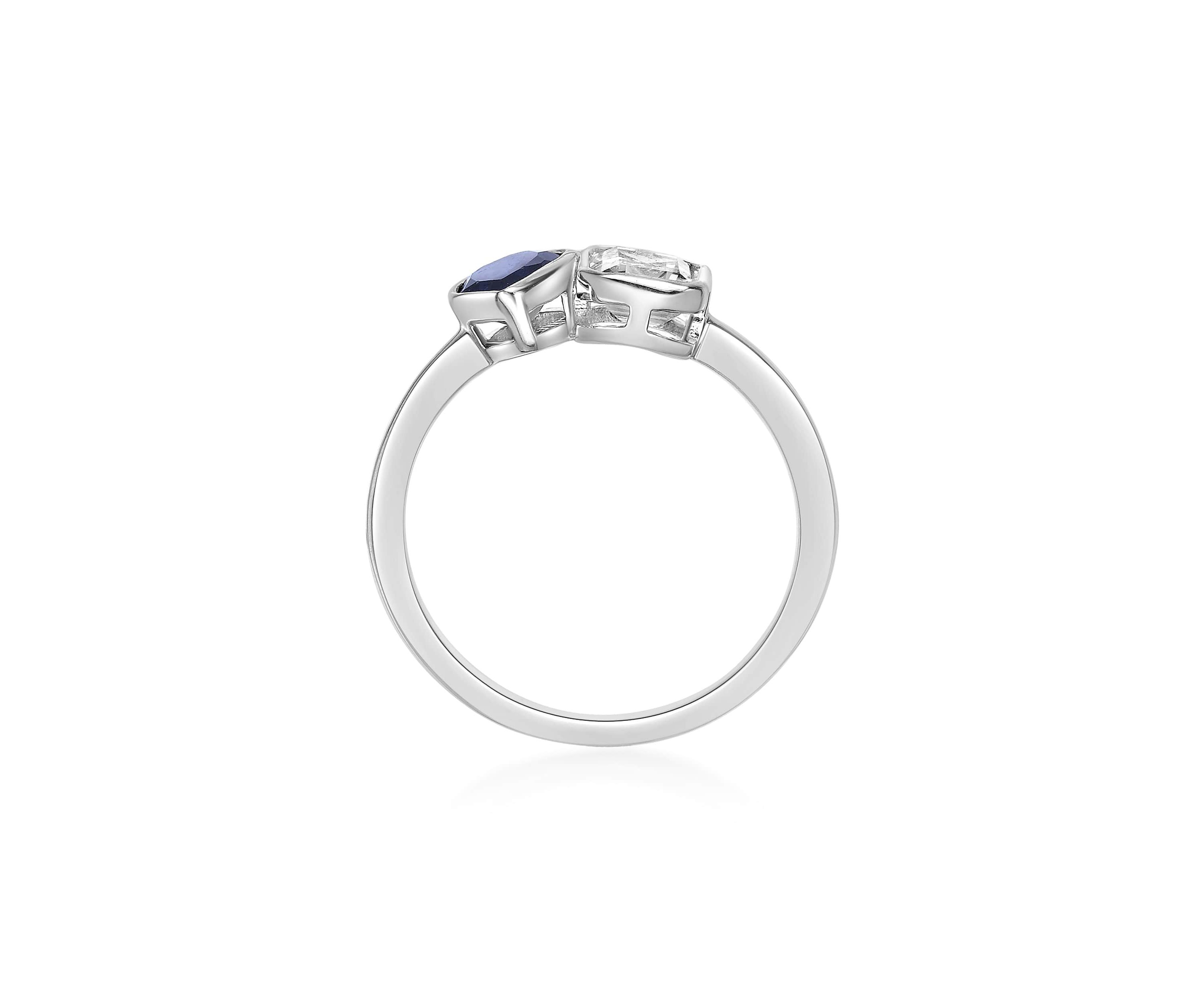 Lab Created 3/4 ct. t.w. Created Blue Sapphire and Created White Sapphire Ring in Sterling Silver
