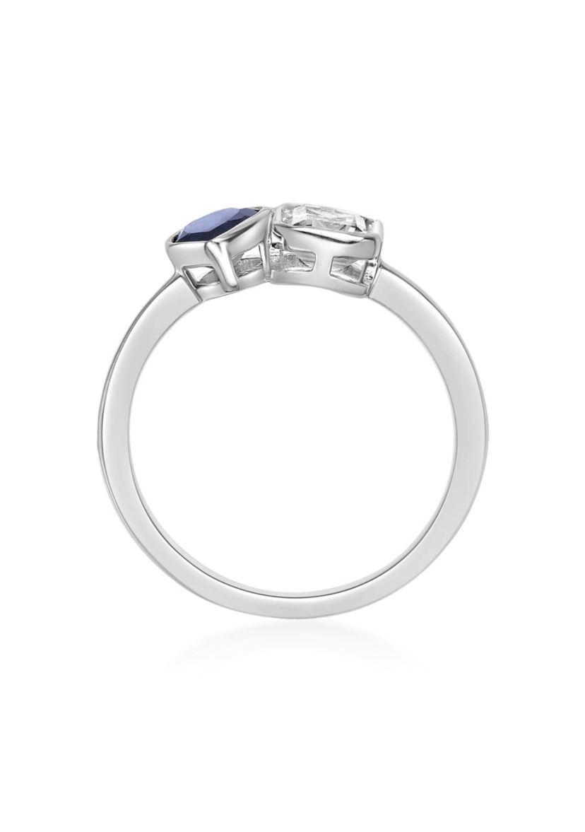 Lab Created 3/4 ct. t.w. Created Blue Sapphire and Created White Sapphire Ring in Sterling Silver