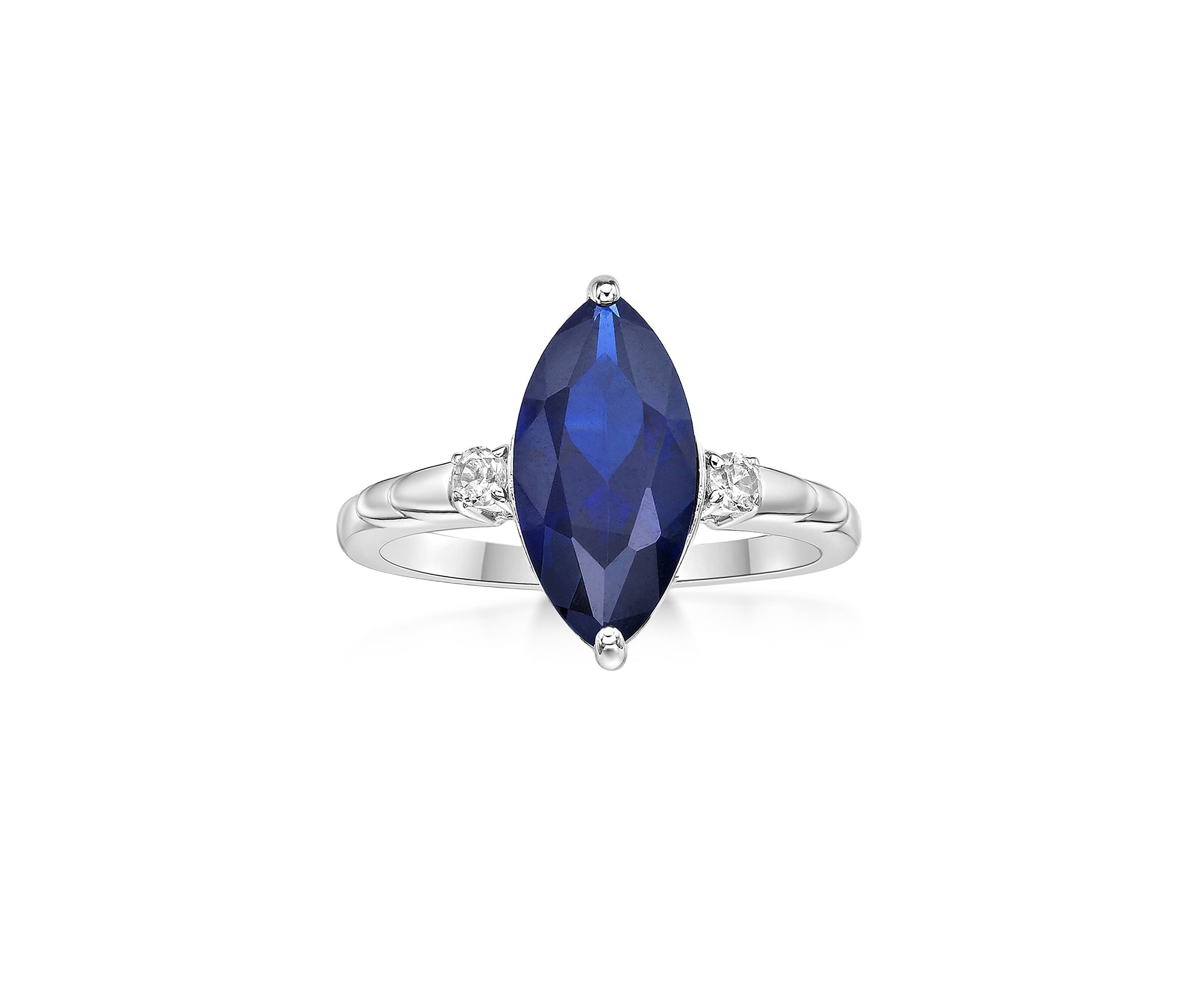 3 1/5 ct. t.w. Created Blue Sapphire and 1/10 Created White Sapphire Ring in Sterling Silver