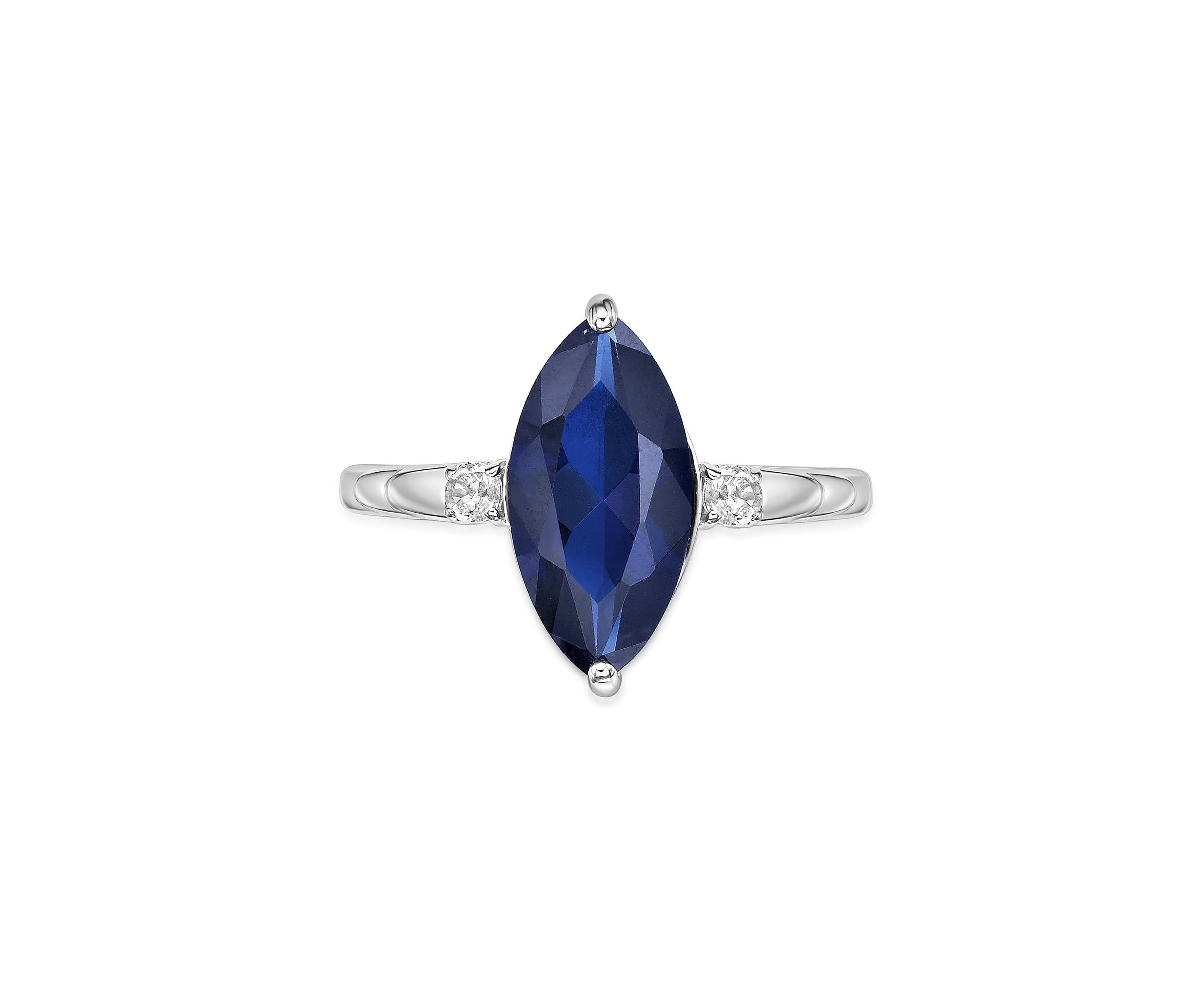 3 1/5 ct. t.w. Created Blue Sapphire and 1/10 Created White Sapphire Ring in Sterling Silver