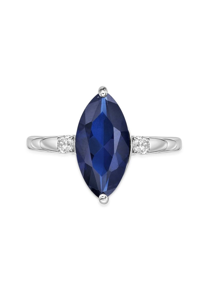 3 1/5 ct. t.w. Created Blue Sapphire and 1/10 Created White Sapphire Ring in Sterling Silver