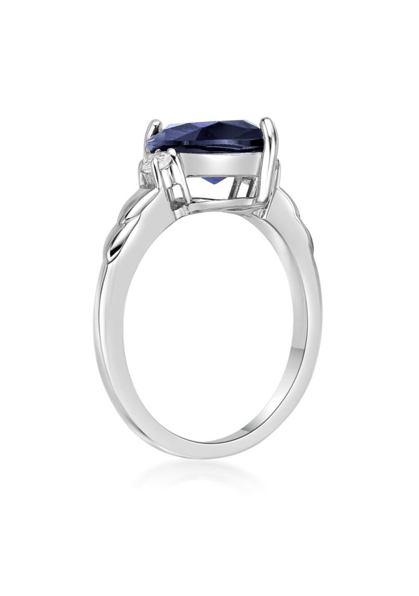 3 1/5 ct. t.w. Created Blue Sapphire and 1/10 Created White Sapphire Ring in Sterling Silver