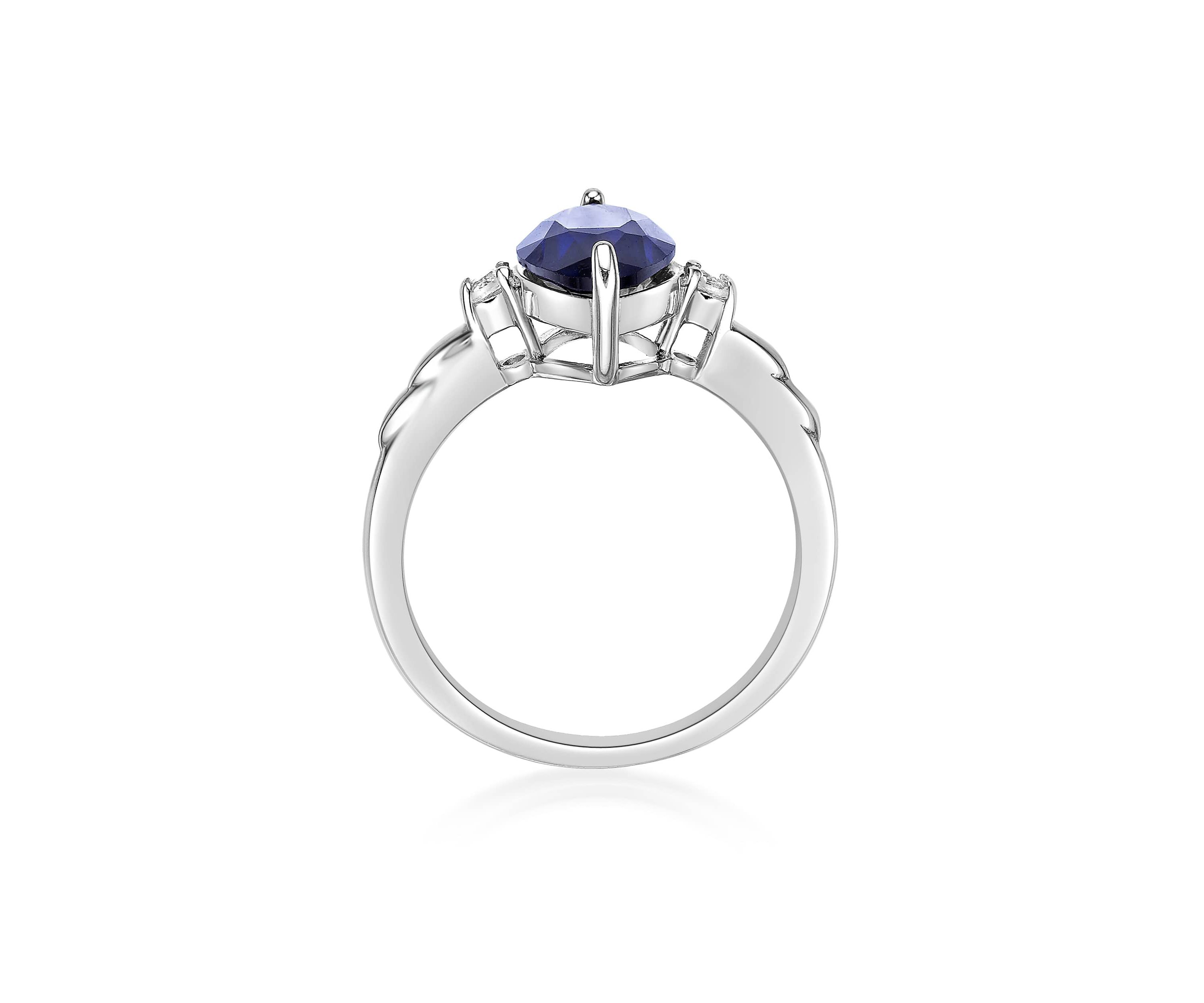 3 1/5 ct. t.w. Created Blue Sapphire and 1/10 Created White Sapphire Ring in Sterling Silver