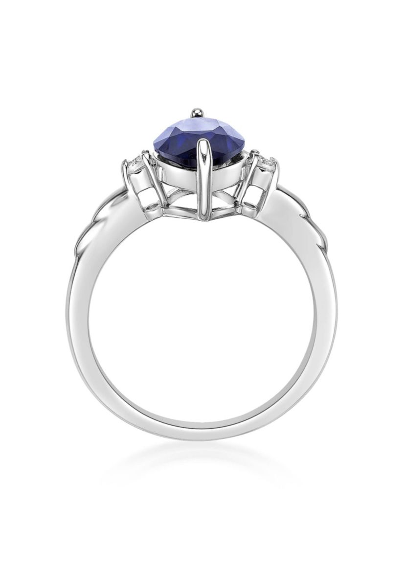 3 1/5 ct. t.w. Created Blue Sapphire and 1/10 Created White Sapphire Ring in Sterling Silver