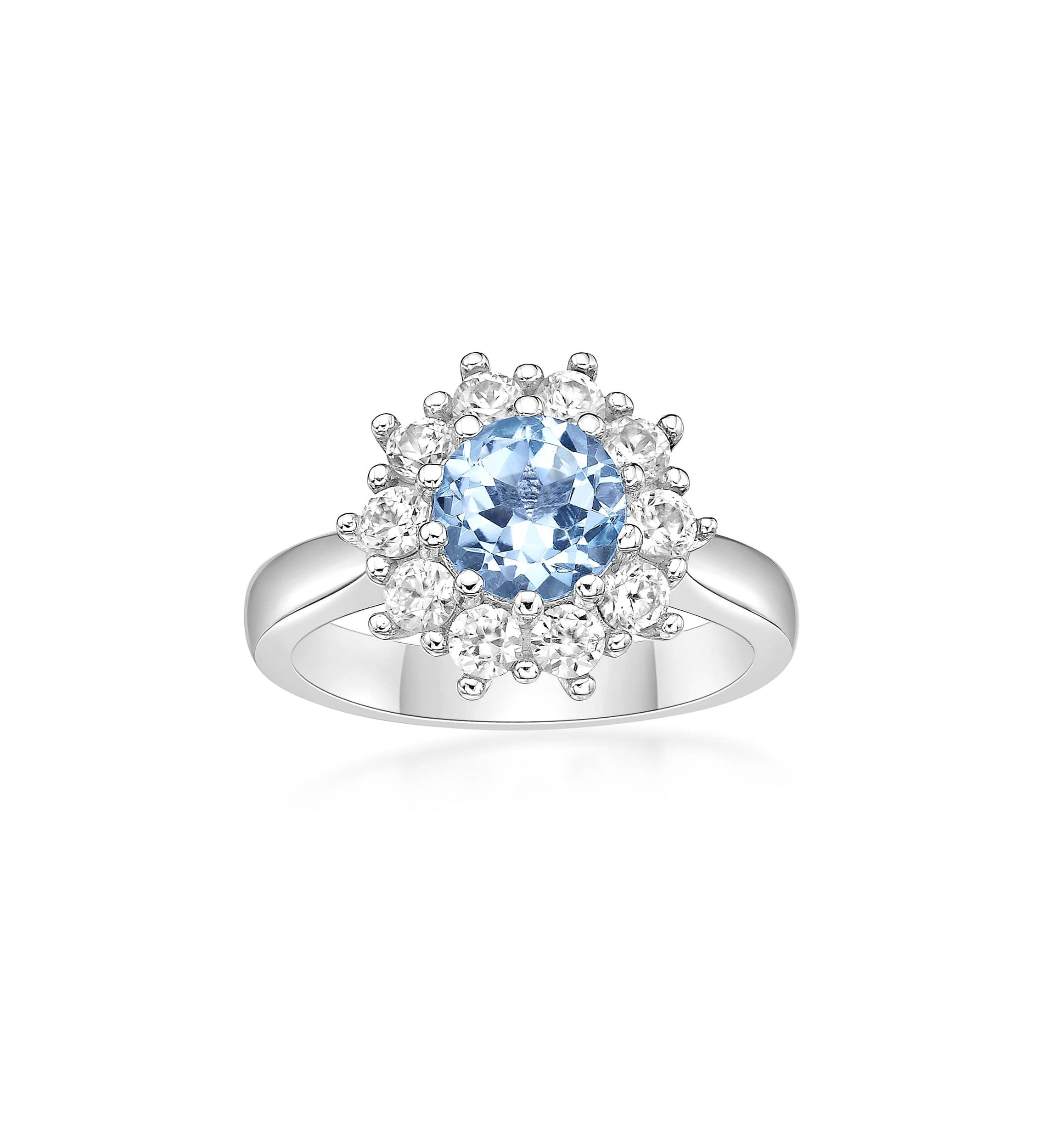 1 1/2 ct. t.w. Blue Topaz and 7/8 ct. t.w. Created White Sapphire Ring in Sterling Silver