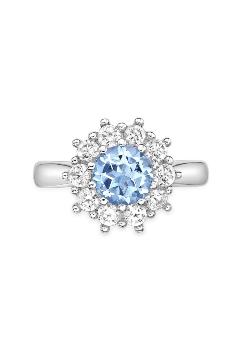 1 1/2 ct. t.w. Blue Topaz and 7/8 ct. t.w. Created White Sapphire Ring in Sterling Silver