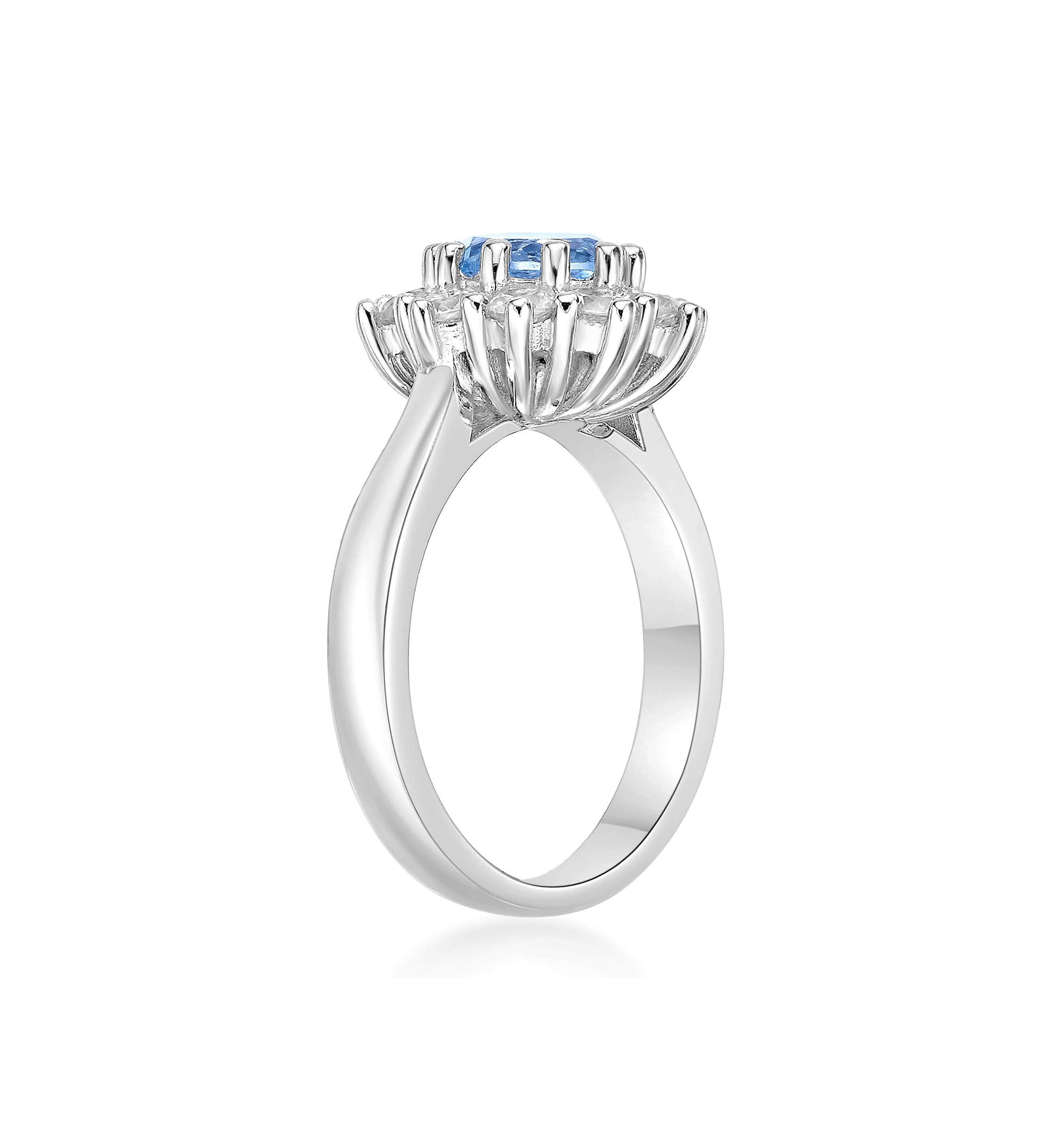 1 1/2 ct. t.w. Blue Topaz and 7/8 ct. t.w. Created White Sapphire Ring in Sterling Silver
