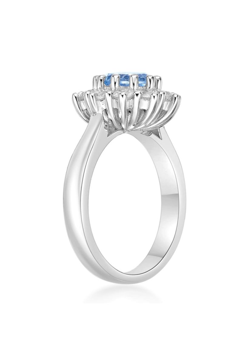 1 1/2 ct. t.w. Blue Topaz and 7/8 ct. t.w. Created White Sapphire Ring in Sterling Silver