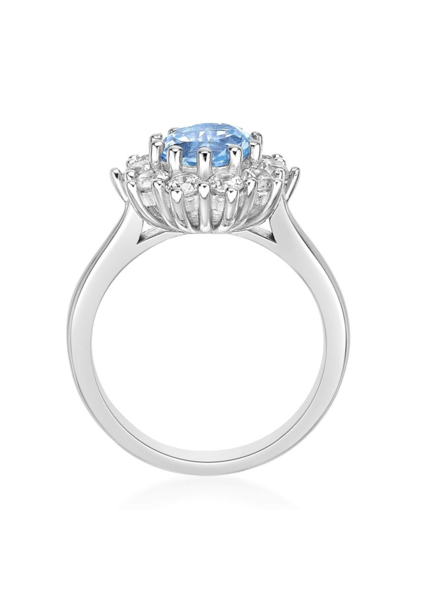 1 1/2 ct. t.w. Blue Topaz and 7/8 ct. t.w. Created White Sapphire Ring in Sterling Silver