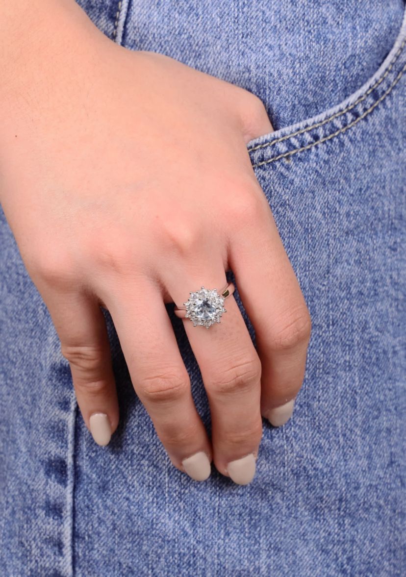 1 1/2 ct. t.w. Blue Topaz and 7/8 ct. t.w. Created White Sapphire Ring in Sterling Silver
