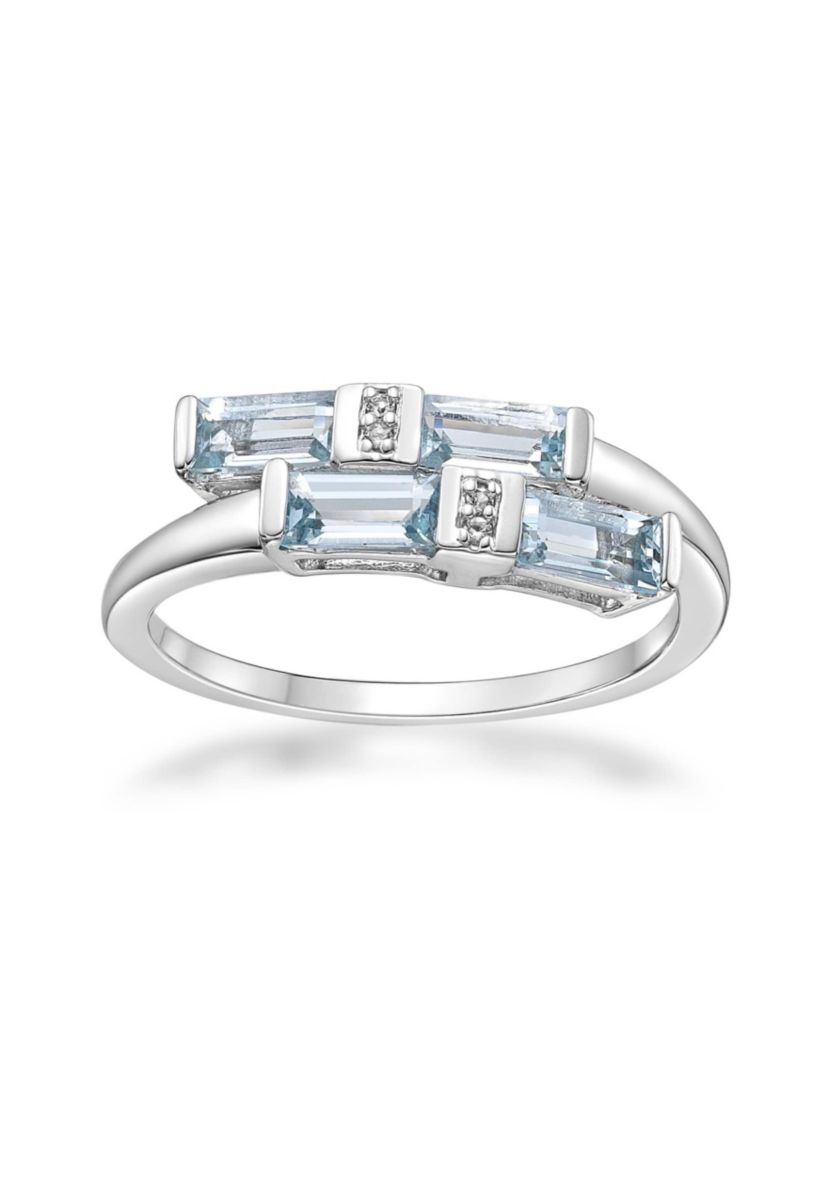 1 ct. t.w. Aquamarine and 7/8 ct. t.w. White Topaz Ring in Sterling Silver
