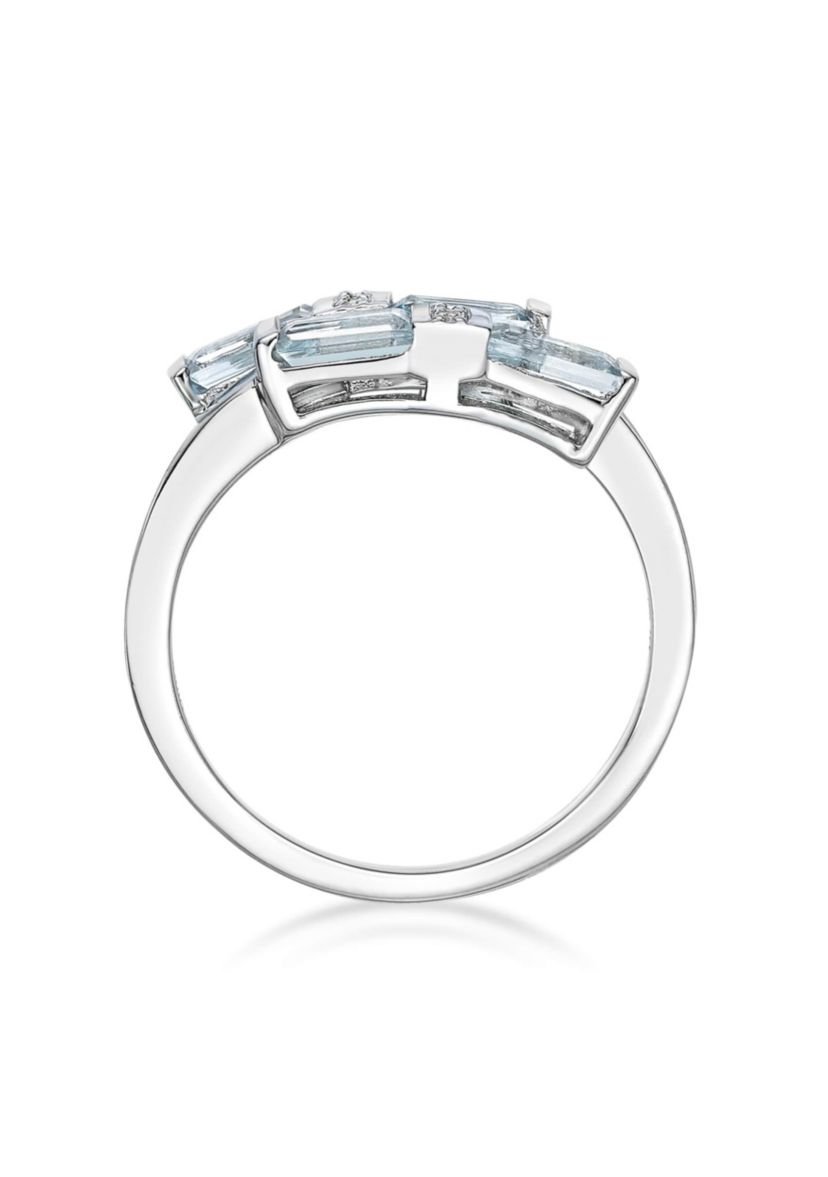 1 ct. t.w. Aquamarine and 7/8 ct. t.w. White Topaz Ring in Sterling Silver