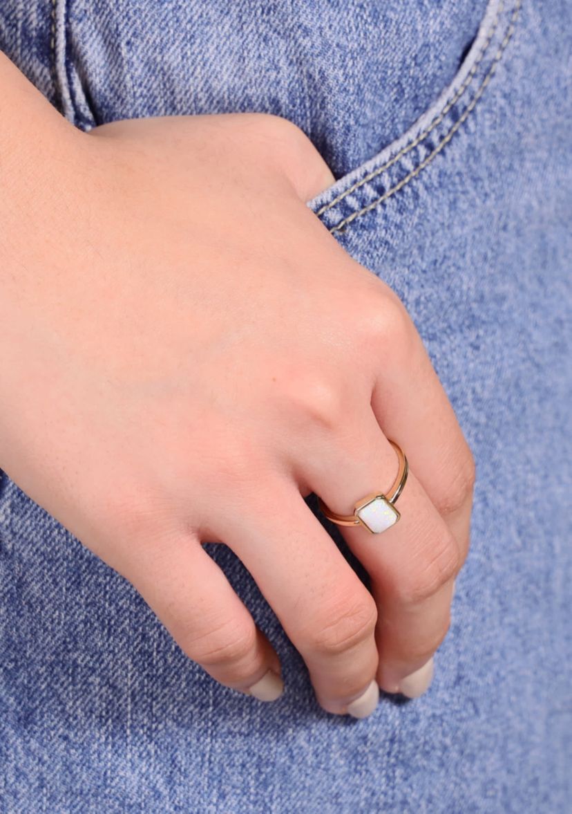 Lab Created 5/8 ct. t.w. Created Opal Ring in 2 Micron Gold Plated Sterling Silver