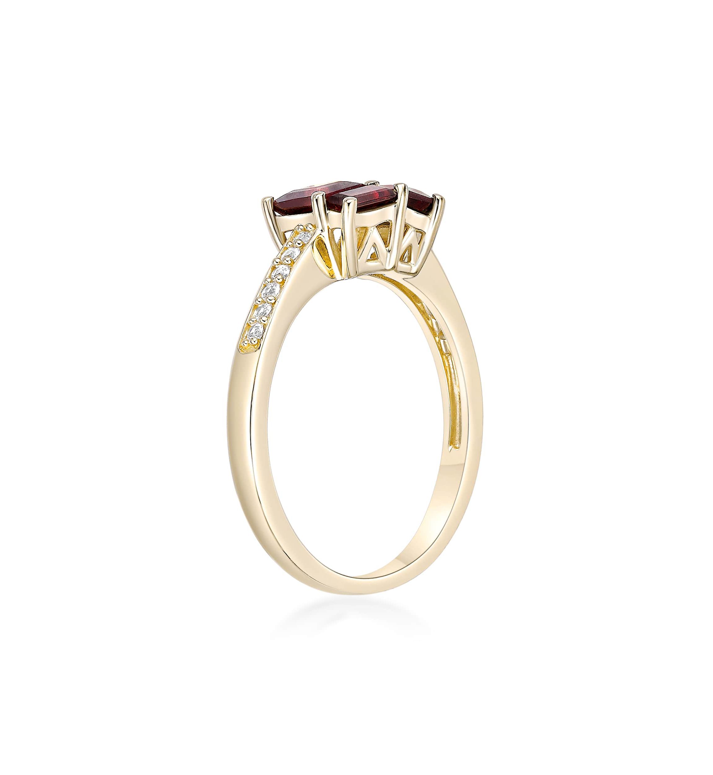 Garnet and Created White Sapphire Ring in 2 Micron Gold Plated Sterling Silver