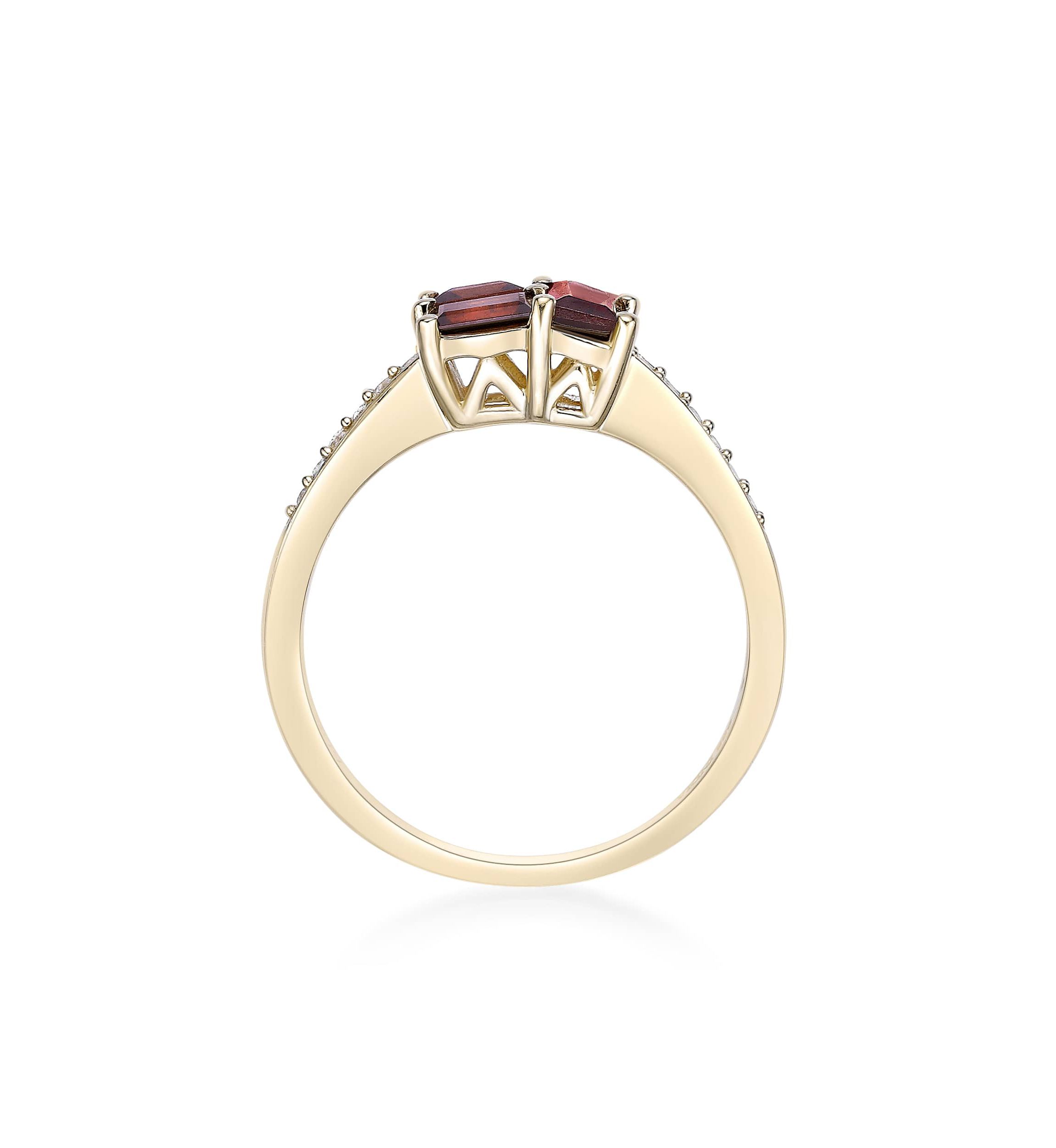 Garnet and Created White Sapphire Ring in 2 Micron Gold Plated Sterling Silver