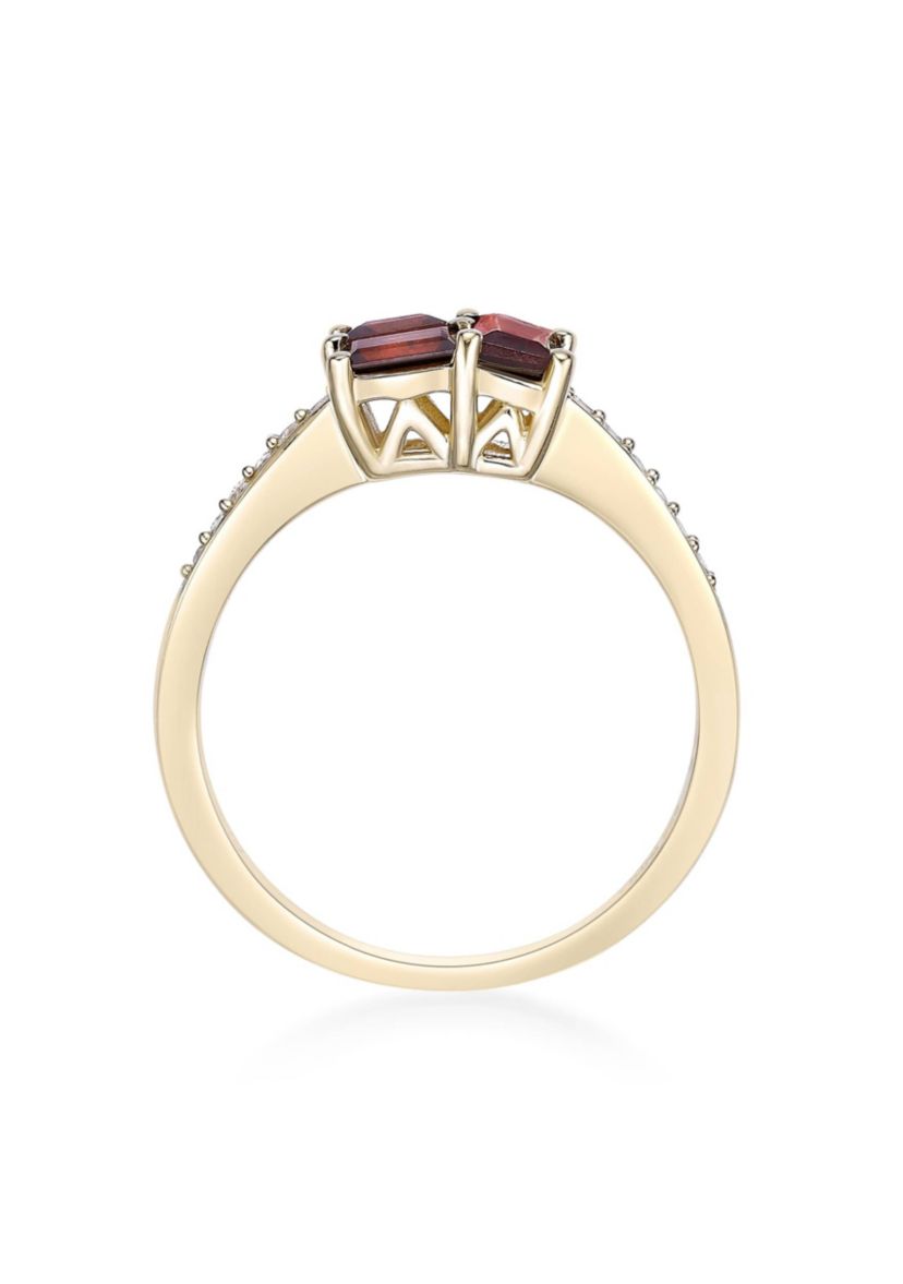 Garnet and Created White Sapphire Ring in 2 Micron Gold Plated Sterling Silver