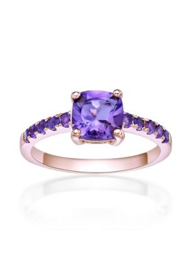 Gemminded 2 1/10 ct. t.w. Amethyst Ring in 2 Micron Rose Gold Plated Sterling Silver, Purple, 6
