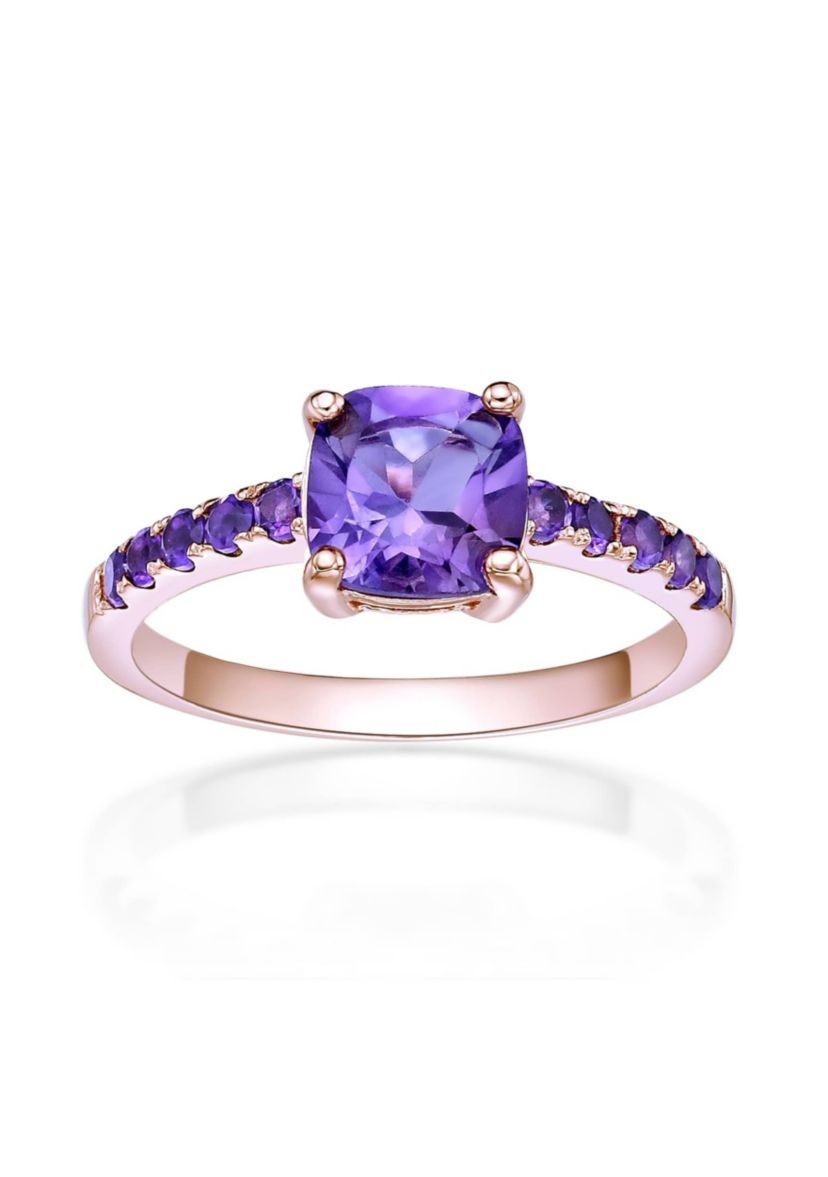 2 1/10 ct. t.w. Amethyst Ring in 2 Micron Rose Gold Plated Sterling Silver
