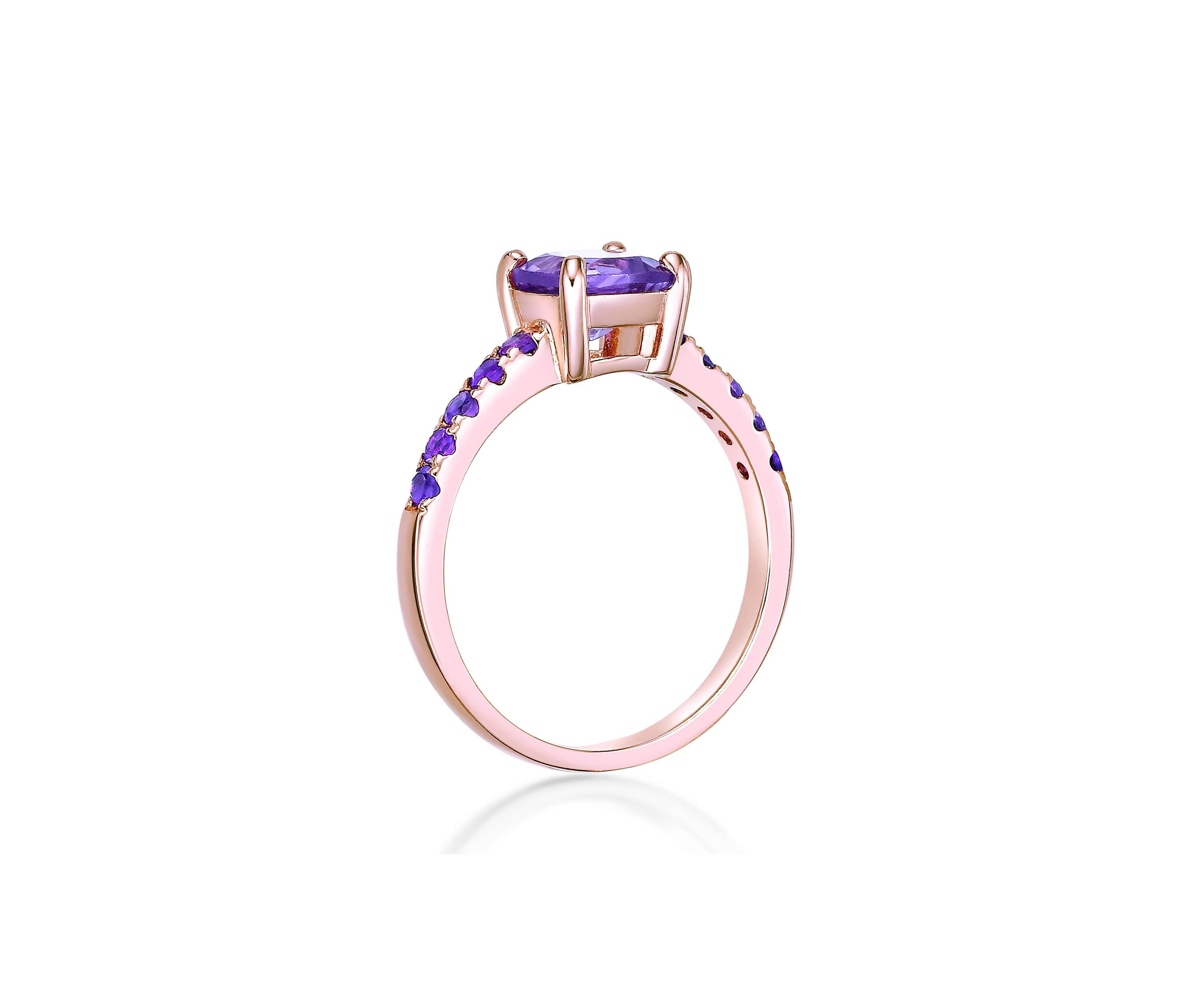 2 1/10 ct. t.w. Amethyst Ring in 2 Micron Rose Gold Plated Sterling Silver