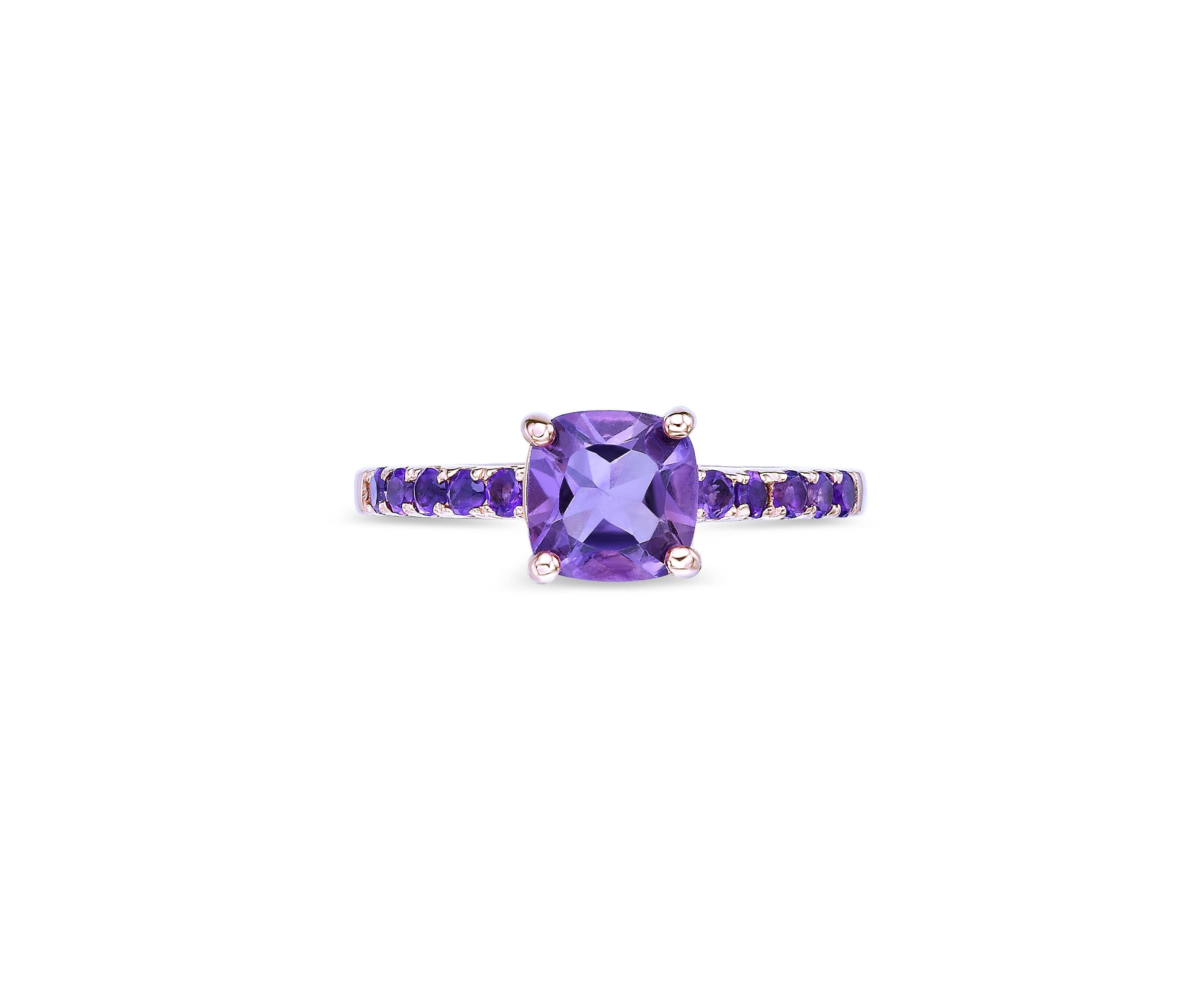2 1/10 ct. t.w. Amethyst Ring in 2 Micron Rose Gold Plated Sterling Silver