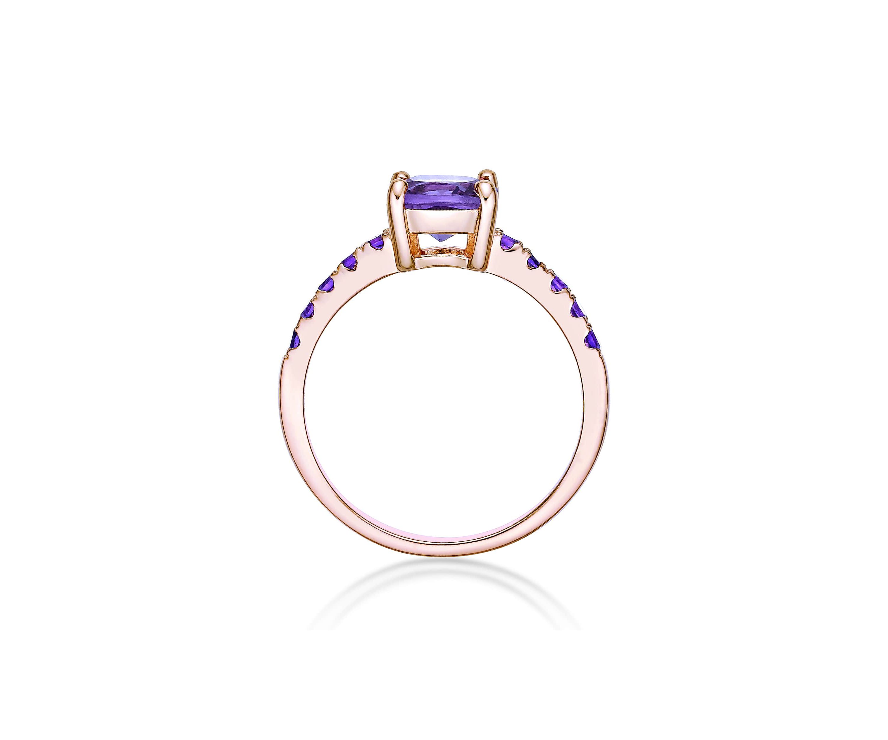 2 1/10 ct. t.w. Amethyst Ring in 2 Micron Rose Gold Plated Sterling Silver