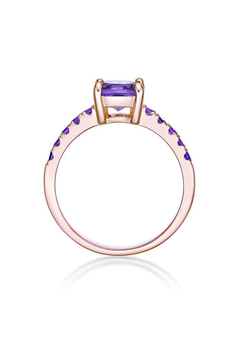 2 1/10 ct. t.w. Amethyst Ring in 2 Micron Rose Gold Plated Sterling Silver