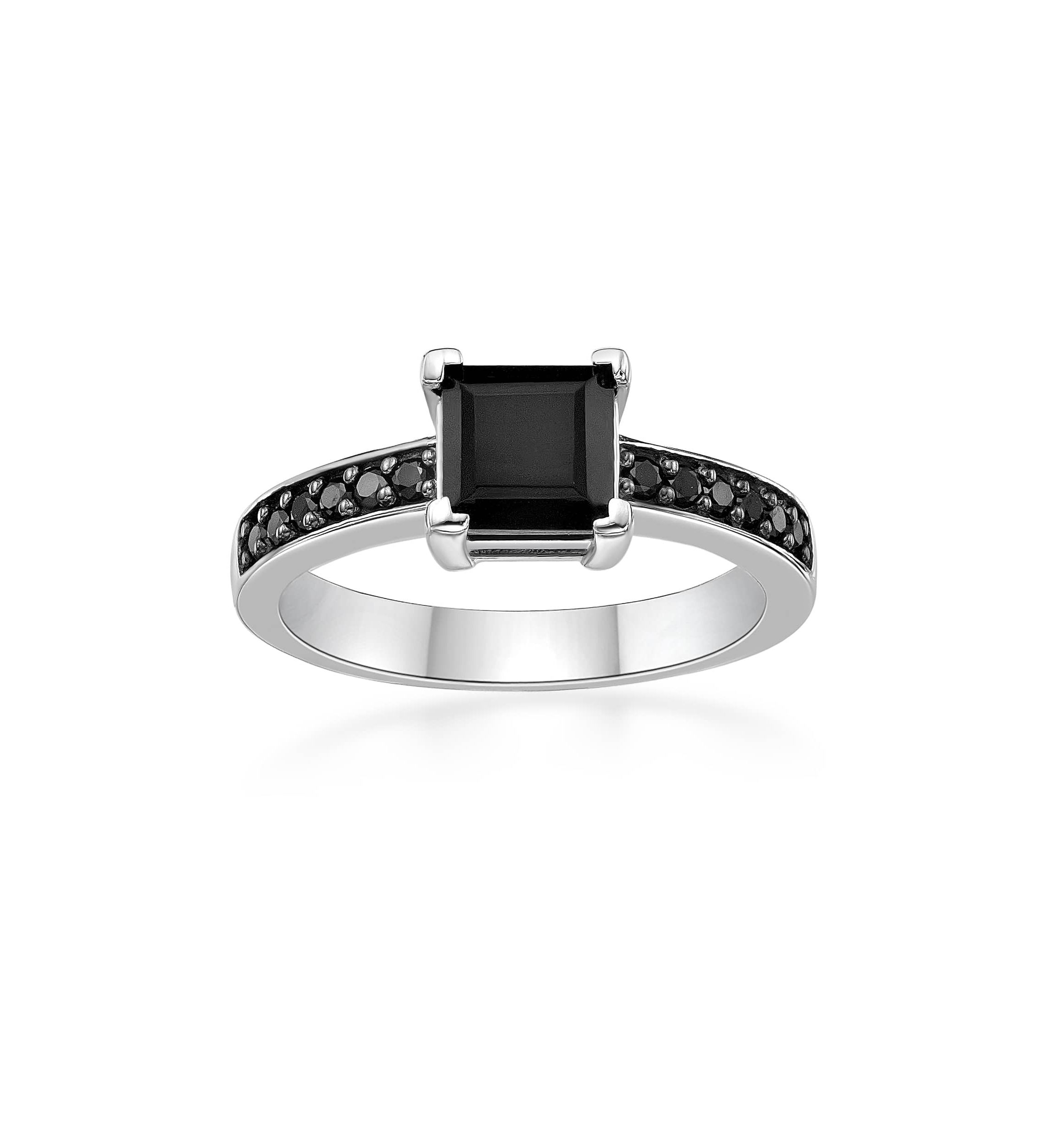 1 3/8 ct. t.w. Black Onyx and 1/4 ct. t.w. Black Spinel Ring in Sterling Silver