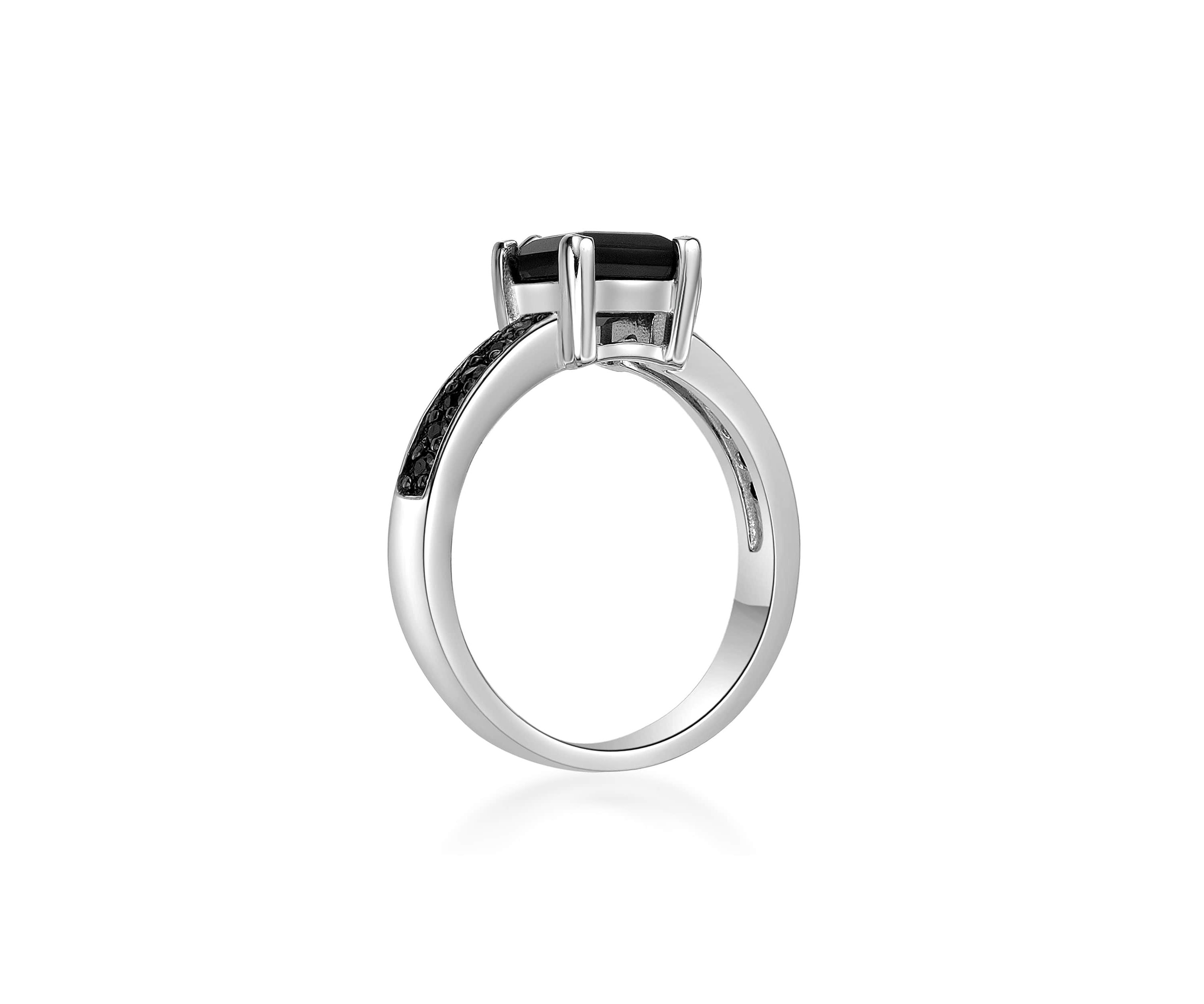 1 3/8 ct. t.w. Black Onyx and 1/4 ct. t.w. Black Spinel Ring in Sterling Silver