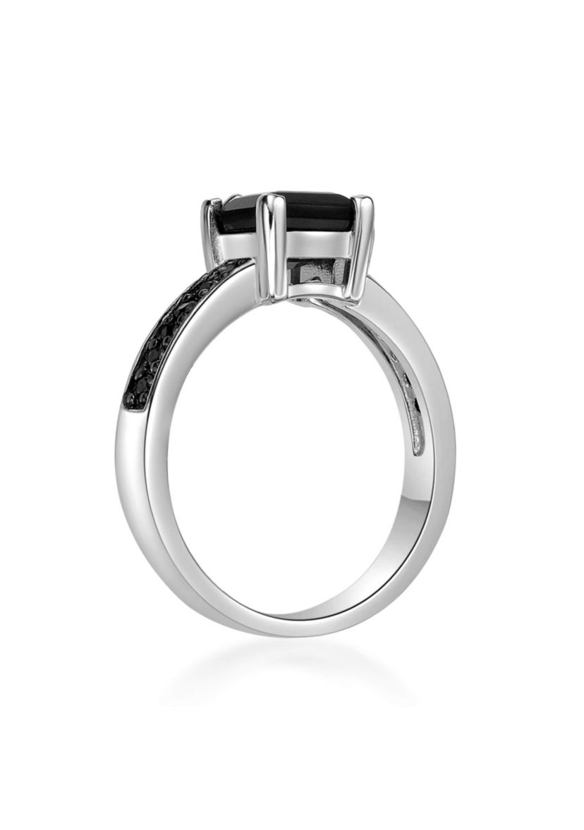 1 3/8 ct. t.w. Black Onyx and 1/4 ct. t.w. Black Spinel Ring in Sterling Silver