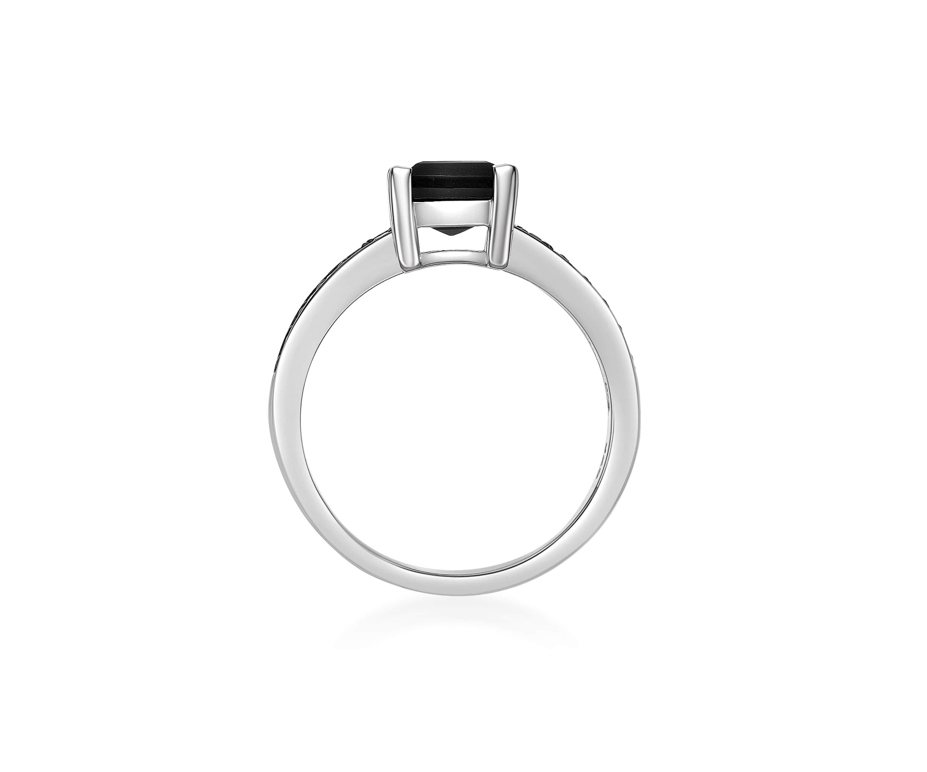 1 3/8 ct. t.w. Black Onyx and 1/4 ct. t.w. Black Spinel Ring in Sterling Silver