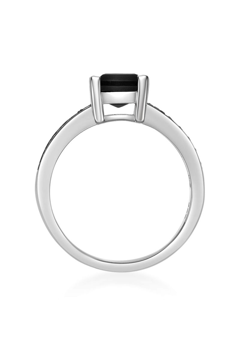 1 3/8 ct. t.w. Black Onyx and 1/4 ct. t.w. Black Spinel Ring in Sterling Silver