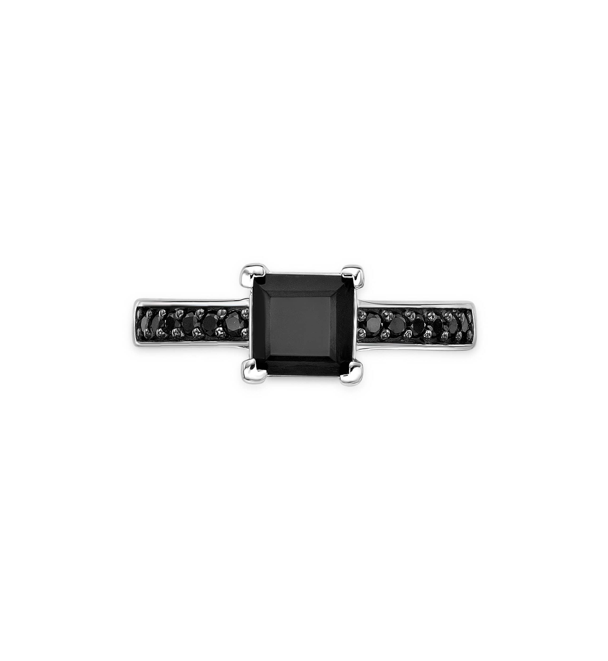1 3/8 ct. t.w. Black Onyx and 1/4 ct. t.w. Black Spinel Ring in Sterling Silver