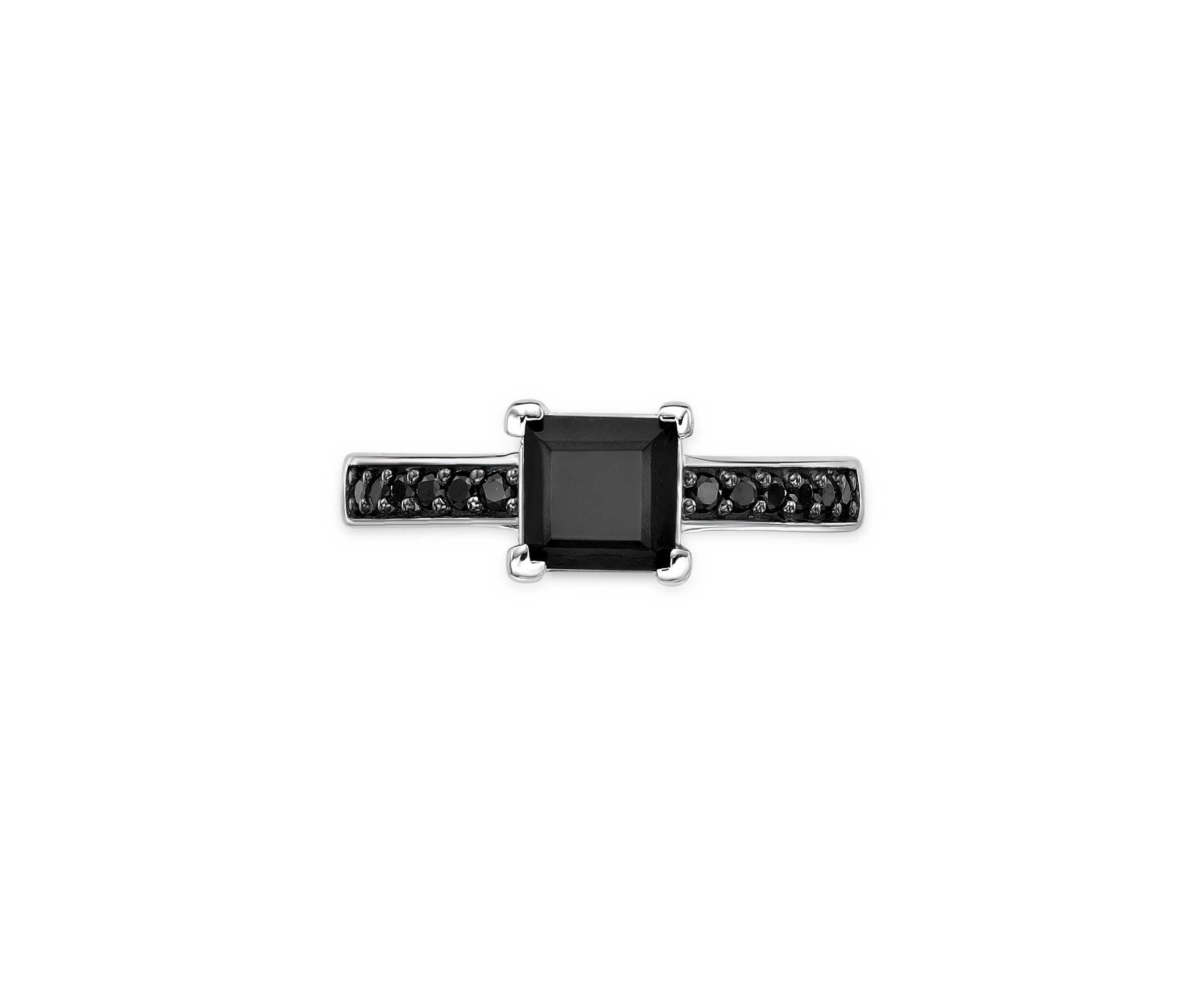 1 3/8 ct. t.w. Black Onyx and 1/4 ct. t.w. Black Spinel Ring in Sterling Silver